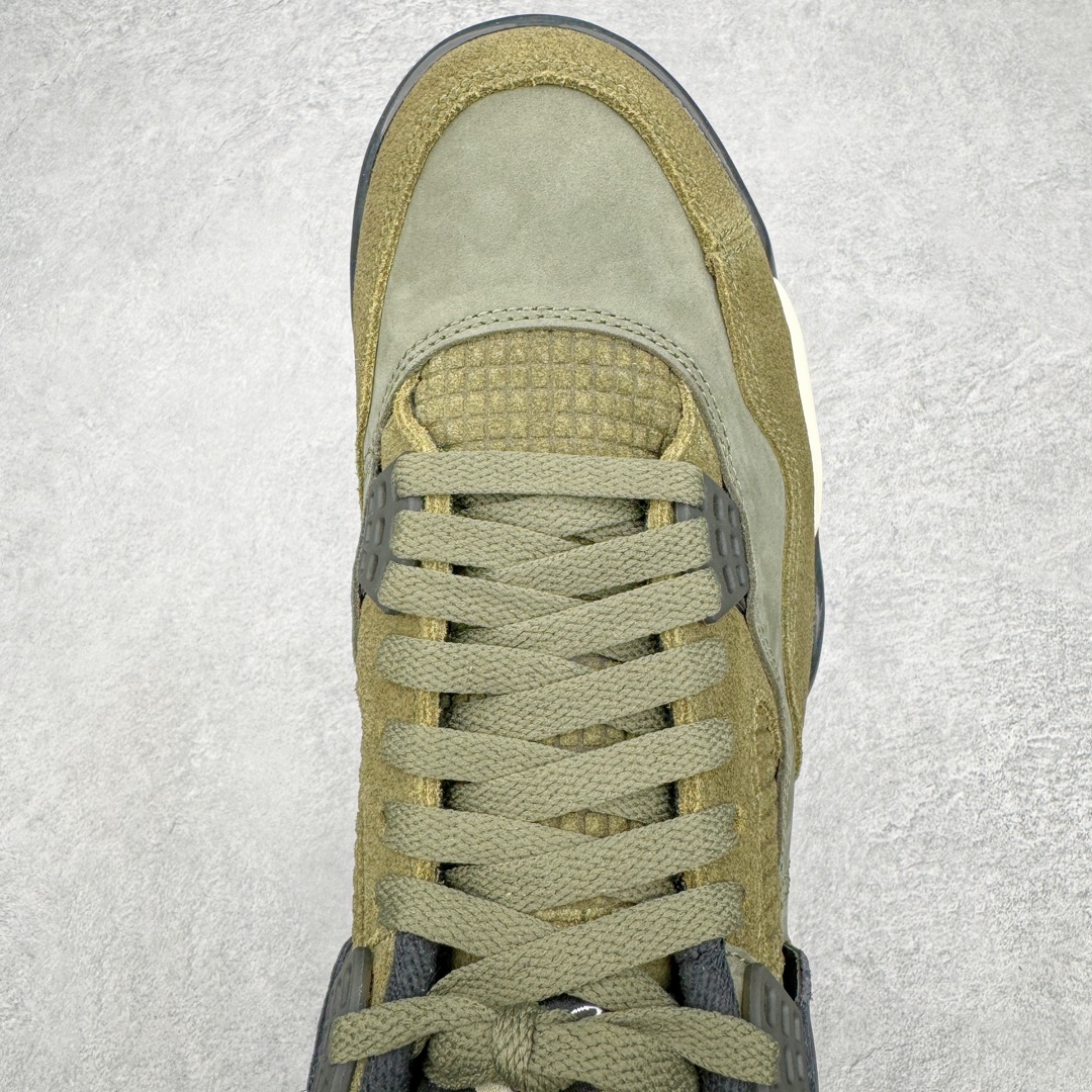 图片[4]-零售💰410 ＃PK纯原 Air Jordan AJ4 Retro \”Olive Canvas\” 军绿色 FB9927-200 耗时半年巨作 全套原纸板楦头开发 原厂特供皮料加持 确保原汁原味 完美呈现四代版型 一比一鞋头弧度高度鞋身弧度 数据细节工艺流程均保持原鞋一致 原厂TPU网格鞋带扣 正确内里网布 菱角分明不变形无多余毛边 柔软性质感一致于原鞋 原厂织唛标 原厂飞人电绣工艺 尾指中部跳三针 独家绑鞋带手法 印刷中底布 四线拉帮 米色美纹纸贴合固定 进口港宝加持 后跟自然饱满 全鞋荧光划线卡点 追求极致完美 每一双都是工艺品 多重QC质检 超越公司货的品控标准 实实在在的免检产品 尺码：36 36.5 37.5 38 38.5 39 40 40.5 41 42 42.5 43 44 44.5 45 46 47.5 编码：by4936010-运动鞋