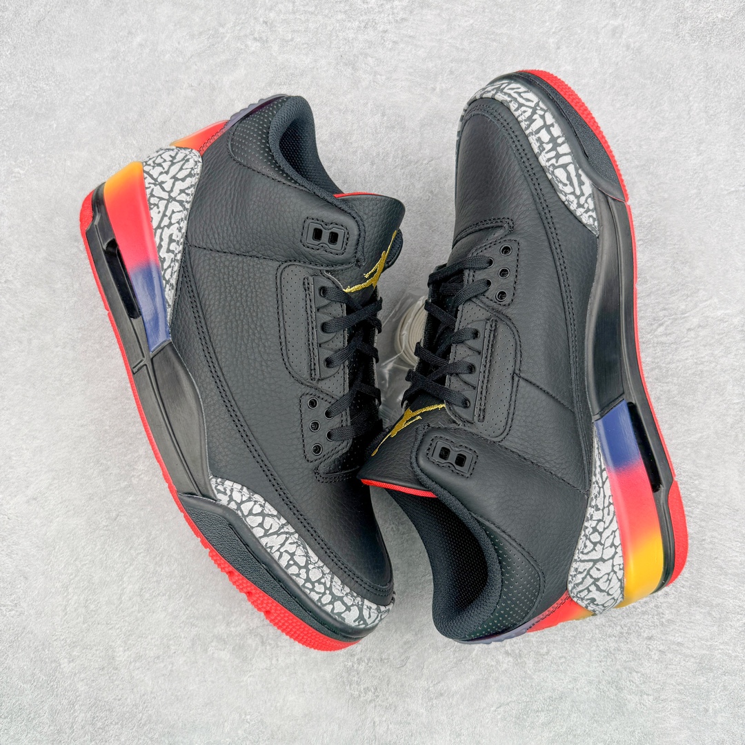 图片[3]-💰410 ＃Lw纯原 J Balvin x Air Jordan AJ3 联名黑红 彩虹渐变 FN0344-001 圈内最强三代系列 匠心打造 开发时长超过半年 目前可过各类鉴定或无法鉴定 裸鞋随便操作 全套原纸板楦头开发 原厂大底磨具加持立体防滑纹理 原装可视Air Sole气垫 原汁原味最完美的三代版型 唯一正确鞋头趴度弧度高度鞋身腰线 原厂TPU彩虹扎染后跟饰片 正确内里反口里网布 皮料菱角分明不变形无多余毛边 广东原厂zp同批次手工大底描漆拉丝 市场唯一原厂鞋扣模具 原厂织唛标 原厂飞人电绣工艺 尾指中部跳三针 独家绑鞋带手法 印刷中底布 四线拉帮 米色美纹纸贴合固定 进口港宝加持 后跟自然饱满 全鞋荧光划线卡点 追求极致完美 每一双都是工艺品 多重QC质检 超越公司货的品控标准 实实在在的免检产品 SIZE：36 36.5 37.5 38 38.5 39 40 40.5 41 42 42.5 43 44 44.5 45 45.5 46 47.5 48.5 编码：by4936080-运动鞋