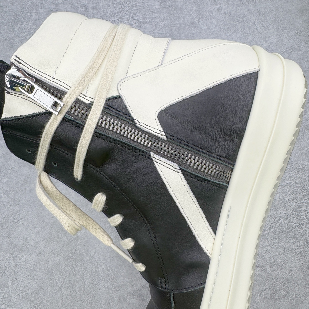 图片[7]-💰480 ＃DG纯原 Rick Owens FogachineGeobasket  瑞克·欧文斯高帮皮面时尚运动板鞋 黑白 二级市场已经7K以上 平台客户随意卖四位数 RO广东原厂出品 纯原天花板 原版一比一复刻 冲正绝不翻车 还原度达到百分之98以上 原楦开发纸版版型 ZP拆解原版1:1复模裁片纸版 力求做到0错位 这样才能达到和zp一致的鞋型味道 采用进口cnc数控机床开发对版独家tpu奶香大底 区别于市场所有版本 zp同源全头层粒面小牛皮 达到和zp一致手感 原厂进口细纹布 万邦订购原厂高弹粉红色海绵 内里搭配软质细腻羊皮 TPU高密度大底 软硬度透光度高已经测试和原版一致 尺码：36 37 38 39 40 41 42 43 44 45 46 编码：by5936050-运动鞋