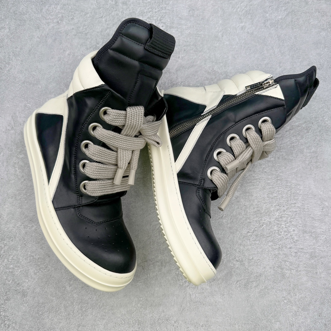 图片[3]-💰480 ＃DG纯原 Rick Owens Edfu 瑞克·欧文斯高帮皮面时尚运动板鞋 黑白 二级市场已经7K以上 平台客户随意卖四位数 RO广东原厂出品 纯原天花板 原版一比一复刻 冲正绝不翻车 还原度达到百分之98以上 原楦开发纸版版型 ZP拆解原版1:1复模裁片纸版 力求做到0错位 这样才能达到和zp一致的鞋型味道 采用进口cnc数控机床开发对版独家tpu奶香大底 区别于市场所有版本 zp同源全头层粒面小牛皮 达到和zp一致手感 原厂进口细纹布 万邦订购原厂高弹粉红色海绵 内里搭配软质细腻羊皮 TPU高密度大底 软硬度透光度高已经测试和原版一致 尺码：36 37 38 39 40 41 42 43 44 45 46 编码：by5936050-运动鞋