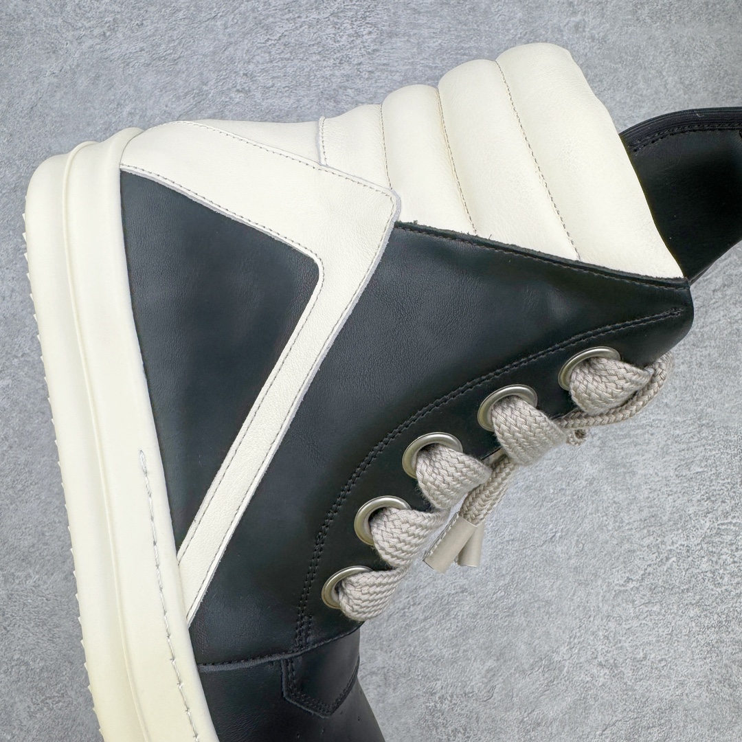 图片[6]-💰480 ＃DG纯原 Rick Owens Edfu 瑞克·欧文斯高帮皮面时尚运动板鞋 黑白 二级市场已经7K以上 平台客户随意卖四位数 RO广东原厂出品 纯原天花板 原版一比一复刻 冲正绝不翻车 还原度达到百分之98以上 原楦开发纸版版型 ZP拆解原版1:1复模裁片纸版 力求做到0错位 这样才能达到和zp一致的鞋型味道 采用进口cnc数控机床开发对版独家tpu奶香大底 区别于市场所有版本 zp同源全头层粒面小牛皮 达到和zp一致手感 原厂进口细纹布 万邦订购原厂高弹粉红色海绵 内里搭配软质细腻羊皮 TPU高密度大底 软硬度透光度高已经测试和原版一致 尺码：36 37 38 39 40 41 42 43 44 45 46 编码：by5936050-运动鞋