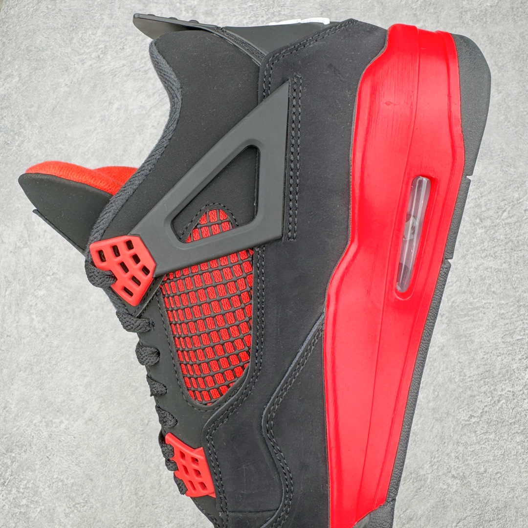 图片[7]-零售💰390 ＃PK纯原 Air Jordan AJ4 Retro \”Red Thunder\” 黑红雷电 CT8527-016 全套原纸板楦头开发 原厂特供皮料加持 确保原汁原味 完美呈现四代版型 一比一鞋头弧度高度鞋身弧度 数据细节工艺流程均保持原鞋一致 原厂TPU网格鞋带扣 正确内里网布 菱角分明不变形无多余毛边 柔软性质感一致于原鞋 原厂织唛标 原厂飞人电绣工艺 尾指中部跳三针 独家绑鞋带手法 印刷中底布 四线拉帮 米色美纹纸贴合固定 进口港宝加持 后跟自然饱满 全鞋荧光划线卡点 追求极致完美 每一双都是工艺品 多重QC质检 超越公司货的品控标准 实实在在的免检产品 尺码：40 40.5 41 42 42.5 43 44 44.5 45 46 47.5 编码：by3936090-运动鞋