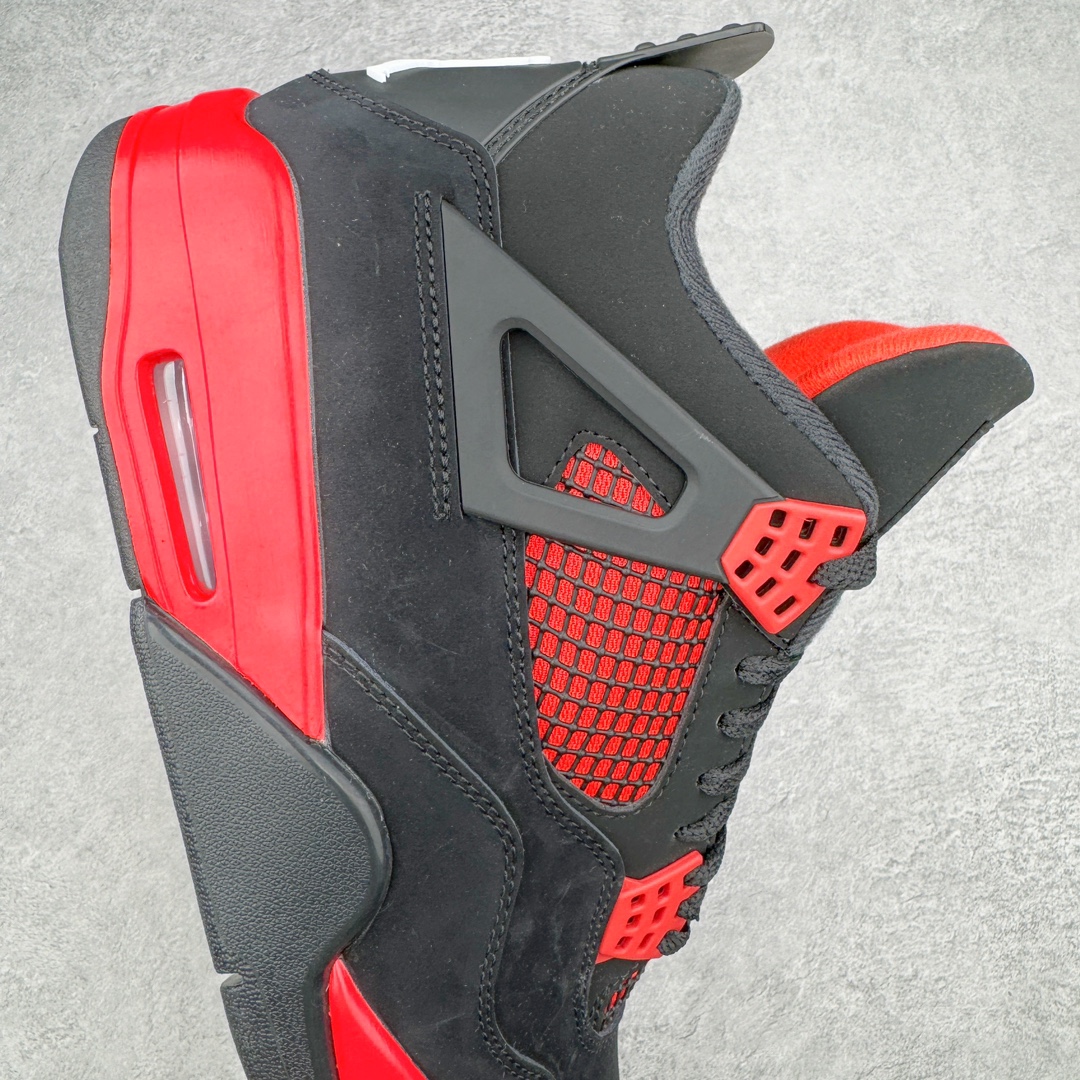 图片[6]-零售💰390 ＃PK纯原 Air Jordan AJ4 Retro \”Red Thunder\” 黑红雷电 CT8527-016 全套原纸板楦头开发 原厂特供皮料加持 确保原汁原味 完美呈现四代版型 一比一鞋头弧度高度鞋身弧度 数据细节工艺流程均保持原鞋一致 原厂TPU网格鞋带扣 正确内里网布 菱角分明不变形无多余毛边 柔软性质感一致于原鞋 原厂织唛标 原厂飞人电绣工艺 尾指中部跳三针 独家绑鞋带手法 印刷中底布 四线拉帮 米色美纹纸贴合固定 进口港宝加持 后跟自然饱满 全鞋荧光划线卡点 追求极致完美 每一双都是工艺品 多重QC质检 超越公司货的品控标准 实实在在的免检产品 尺码：40 40.5 41 42 42.5 43 44 44.5 45 46 47.5 编码：by3936090-运动鞋