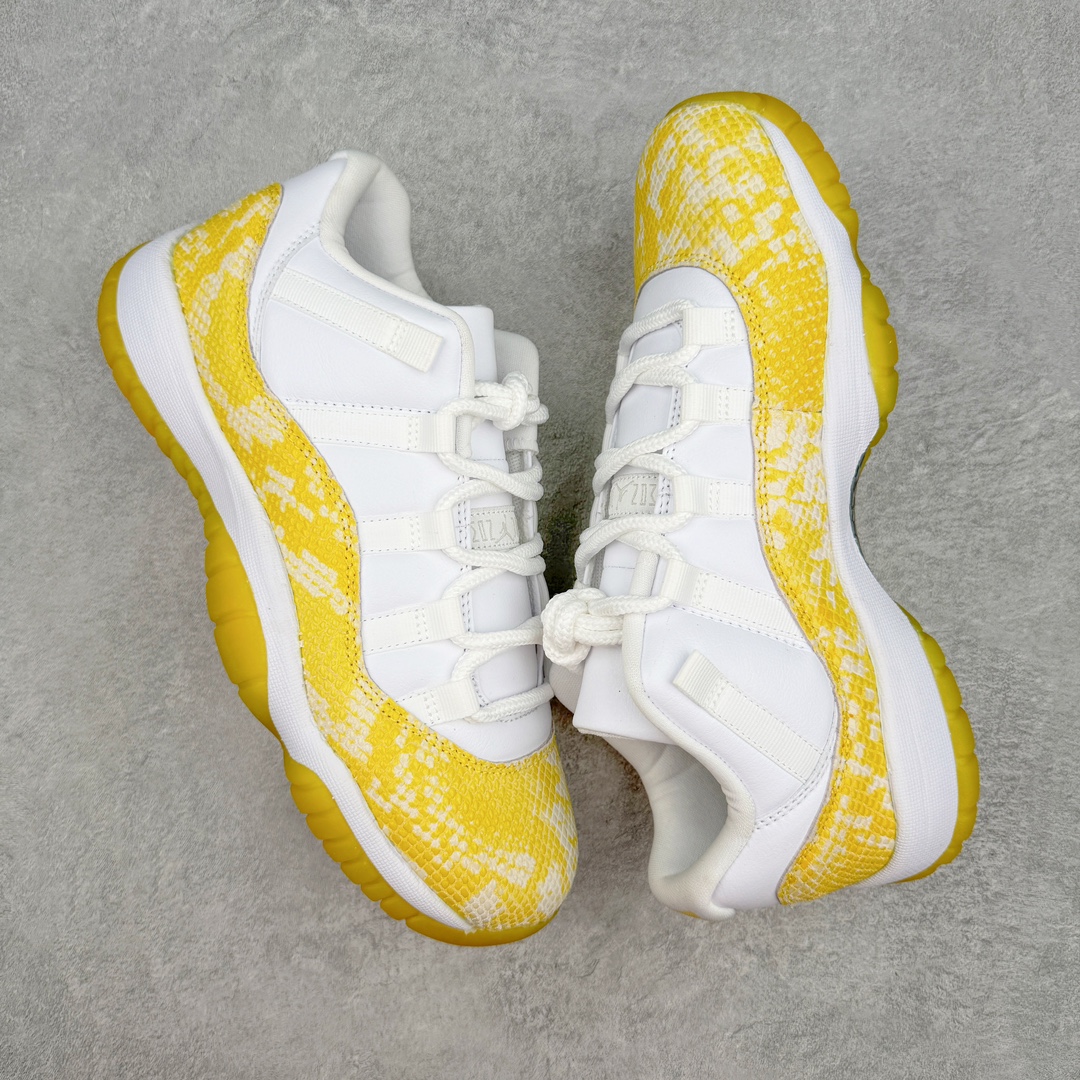 图片[3]-💰140 ＃DG纯原福利‼Air Jordan AJ11 Retro Low 白黄蛇纹低帮 AH7860-107 原楦原档案数据开模打造 原厂中底拉帮钢印 原厂漆皮 防冻不开裂 头层皮料 原装鞋撑 水晶大底正确色度色泽 原楦原数据刺绣 原厂车缝走线及对位 毫厘不差 飞人logo采用原数据电脑刺绣 原装正品碳纤维真实碳板 增强抗扭 原内标 原盒标 正确官方原盒 原厂防氧化水晶外底 原厂配套厂全掌solo气垫 Size：36 36.5 37.5 38 38.5 39 40 40.5 41 42 42.5 43 44 44.5 编码：by2936010-运动鞋