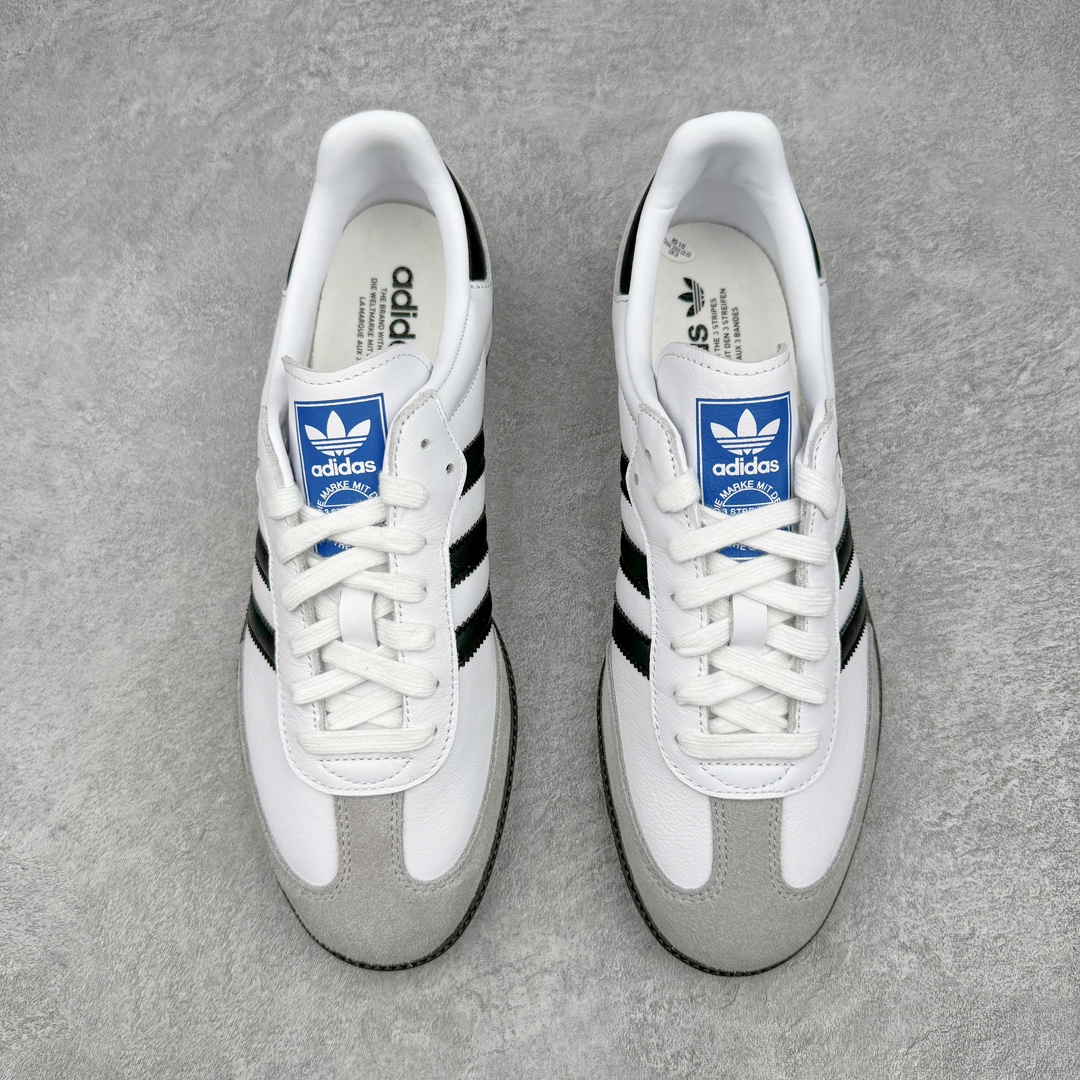 图片[2]-＃M版纯原福利 AD Original Samba OG 复古经典轻便板鞋 B75806 原装头层牛皮加持 正确烫金高频细节 原装纳米超迁皮料 独家私模橡胶大底 原盒原配 正确黑色中底布 这款桑巴鞋展示了高质量的工艺 带有装饰的超锁缝制和无缝的手感 柔软、柔软的皮革造型和标志性的3条纹完成了精致的外观 正规合身鞋带 鞋面上有绒面鞋垫 橡胶鞋底 享受正畸套筒软感 自50年代首次亮相以来就一直在赢得粉丝的青睐 尺码：36 36.5 37.5 38 38.5 39 40 40.5 41 42 42.5 43 44 44.5 45-选品中心