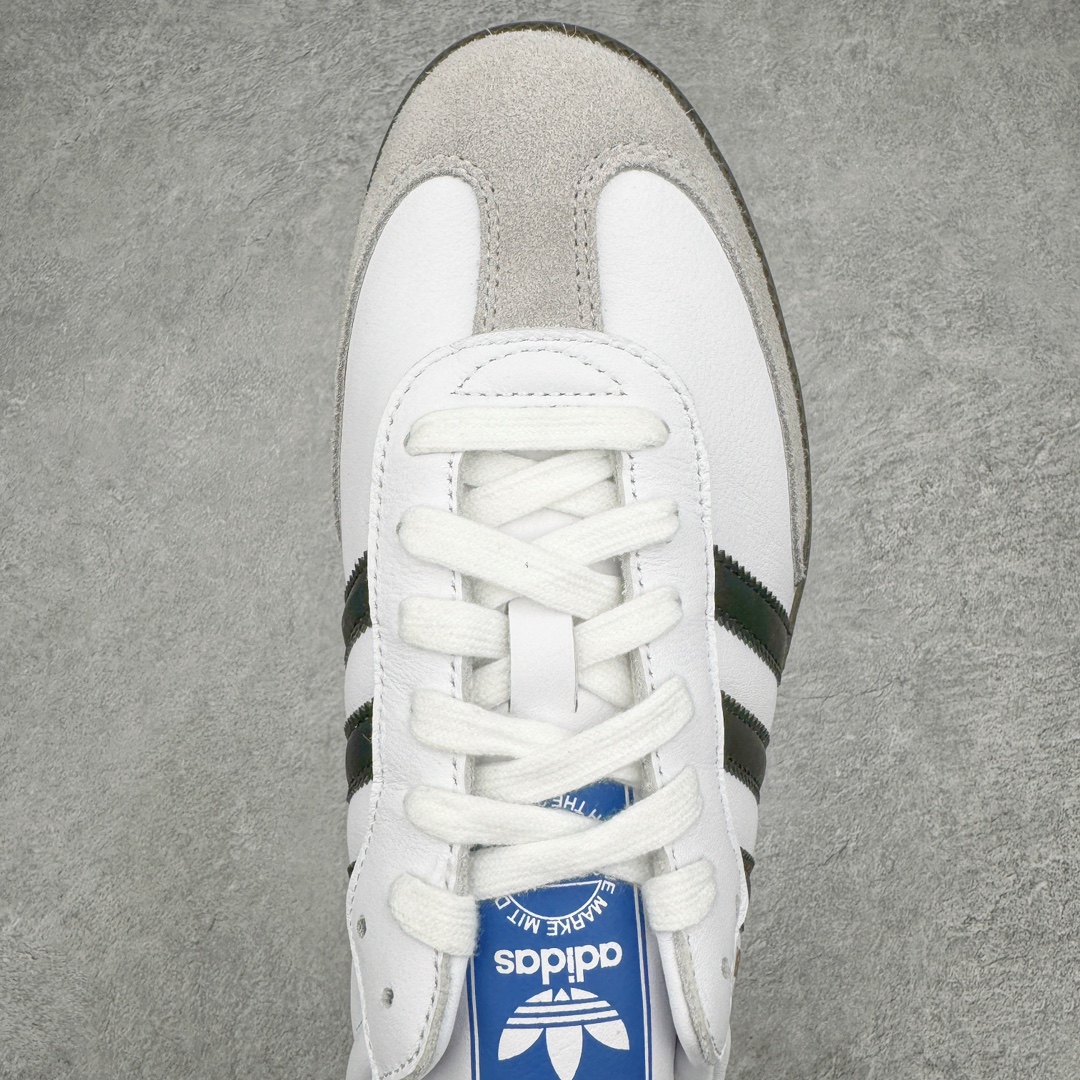 图片[4]-＃M版纯原福利 AD Original Samba OG 复古经典轻便板鞋 B75806 原装头层牛皮加持 正确烫金高频细节 原装纳米超迁皮料 独家私模橡胶大底 原盒原配 正确黑色中底布 这款桑巴鞋展示了高质量的工艺 带有装饰的超锁缝制和无缝的手感 柔软、柔软的皮革造型和标志性的3条纹完成了精致的外观 正规合身鞋带 鞋面上有绒面鞋垫 橡胶鞋底 享受正畸套筒软感 自50年代首次亮相以来就一直在赢得粉丝的青睐 尺码：36 36.5 37.5 38 38.5 39 40 40.5 41 42 42.5 43 44 44.5 45-选品中心