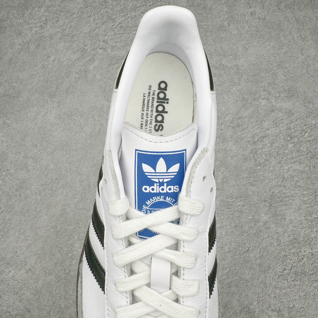 图片[5]-＃M版纯原福利 AD Original Samba OG 复古经典轻便板鞋 B75806 原装头层牛皮加持 正确烫金高频细节 原装纳米超迁皮料 独家私模橡胶大底 原盒原配 正确黑色中底布 这款桑巴鞋展示了高质量的工艺 带有装饰的超锁缝制和无缝的手感 柔软、柔软的皮革造型和标志性的3条纹完成了精致的外观 正规合身鞋带 鞋面上有绒面鞋垫 橡胶鞋底 享受正畸套筒软感 自50年代首次亮相以来就一直在赢得粉丝的青睐 尺码：36 36.5 37.5 38 38.5 39 40 40.5 41 42 42.5 43 44 44.5 45-选品中心