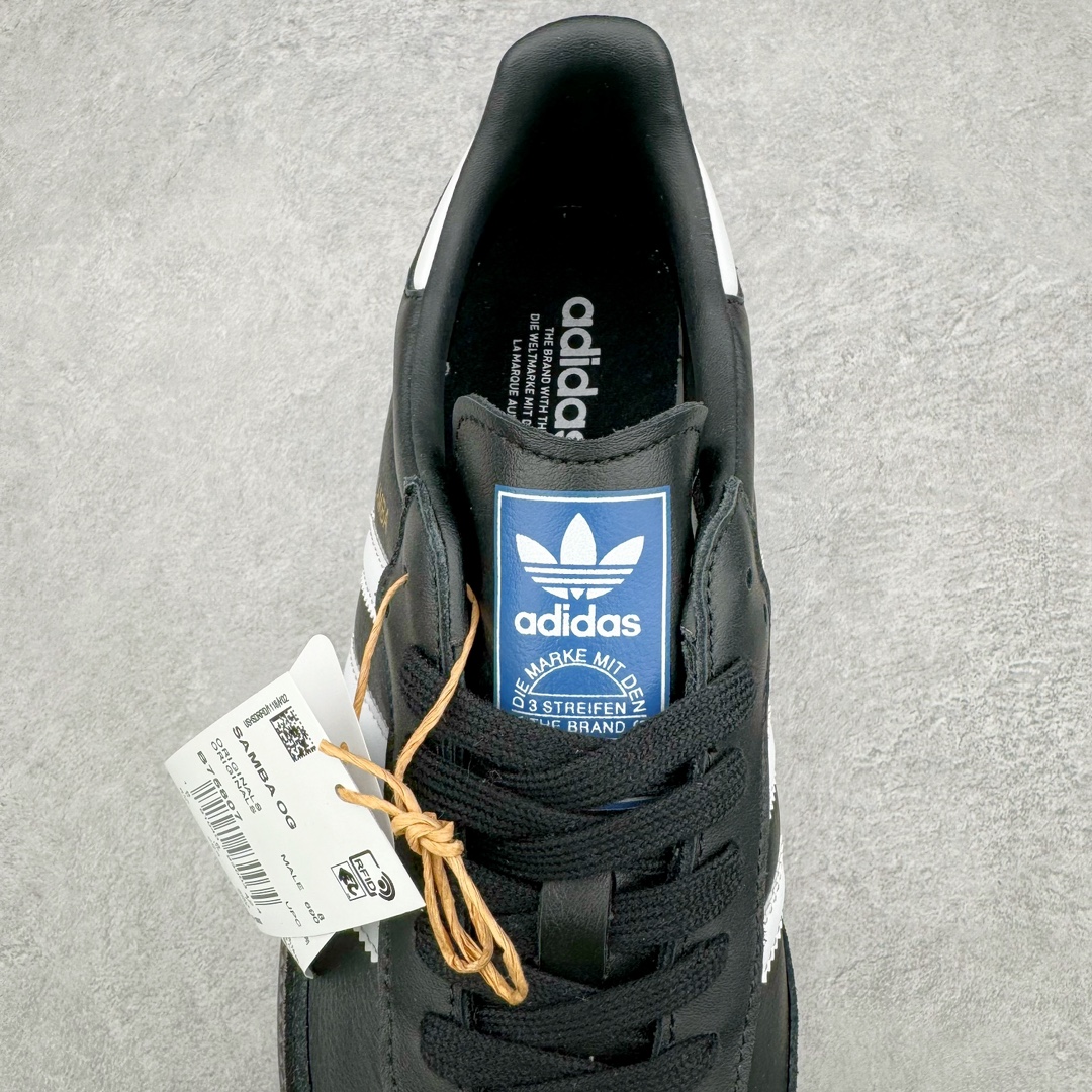 图片[5]-＃M版纯原福利 AD Original Samba OG 复古经典轻便板鞋 B75807 原装头层牛皮加持 正确烫金高频细节 原装纳米超迁皮料 独家私模橡胶大底 原盒原配 正确黑色中底布 这款桑巴鞋展示了高质量的工艺 带有装饰的超锁缝制和无缝的手感 柔软、柔软的皮革造型和标志性的3条纹完成了精致的外观 正规合身鞋带 鞋面上有绒面鞋垫 橡胶鞋底 享受正畸套筒软感 自50年代首次亮相以来就一直在赢得粉丝的青睐 尺码：36 36.5 37.5 38 38.5 39 40 40.5 41 42 42.5 43 44 44.5 45-选品中心
