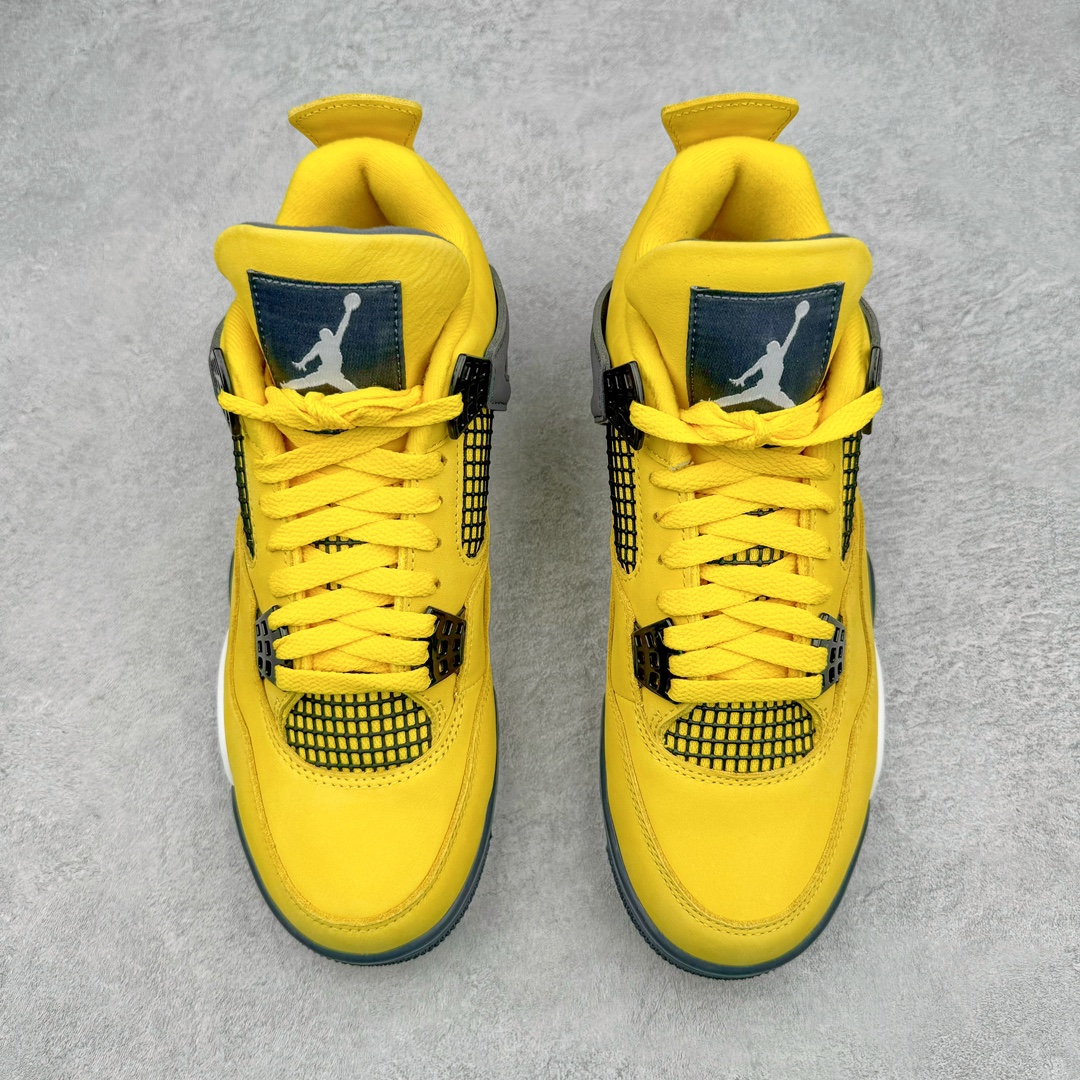 图片[2]-零售💰410 ＃PK纯原 Air Jordan AJ4 Retro 黑黄电母 货号：CT8527-700 全套原纸板楦头开发 原厂特供皮料加持 确保原汁原味 完美呈现四代版型 一比一鞋头弧度高度鞋身弧度 数据细节工艺流程均保持原鞋一致 原厂TPU网格鞋带扣 正确内里网布 菱角分明不变形无多余毛边 柔软性质感一致于原鞋 原厂织唛标 原厂飞人电绣工艺 尾指中部跳三针 独家绑鞋带手法 印刷中底布 四线拉帮 米色美纹纸贴合固定 进口港宝加持 后跟自然饱满 全鞋荧光划线卡点 追求极致完美 每一双都是工艺品 多重QC质检 超越公司货的品控标准 实实在在的免检产品 尺码：40 40.5 41 42 42.5 43 44 44.5 45 46 47.5 编码：by4936010-运动鞋