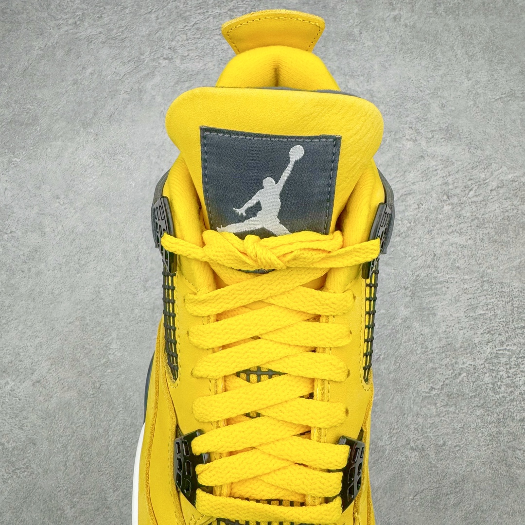 图片[5]-零售💰410 ＃PK纯原 Air Jordan AJ4 Retro 黑黄电母 货号：CT8527-700 全套原纸板楦头开发 原厂特供皮料加持 确保原汁原味 完美呈现四代版型 一比一鞋头弧度高度鞋身弧度 数据细节工艺流程均保持原鞋一致 原厂TPU网格鞋带扣 正确内里网布 菱角分明不变形无多余毛边 柔软性质感一致于原鞋 原厂织唛标 原厂飞人电绣工艺 尾指中部跳三针 独家绑鞋带手法 印刷中底布 四线拉帮 米色美纹纸贴合固定 进口港宝加持 后跟自然饱满 全鞋荧光划线卡点 追求极致完美 每一双都是工艺品 多重QC质检 超越公司货的品控标准 实实在在的免检产品 尺码：40 40.5 41 42 42.5 43 44 44.5 45 46 47.5 编码：by4936010-运动鞋