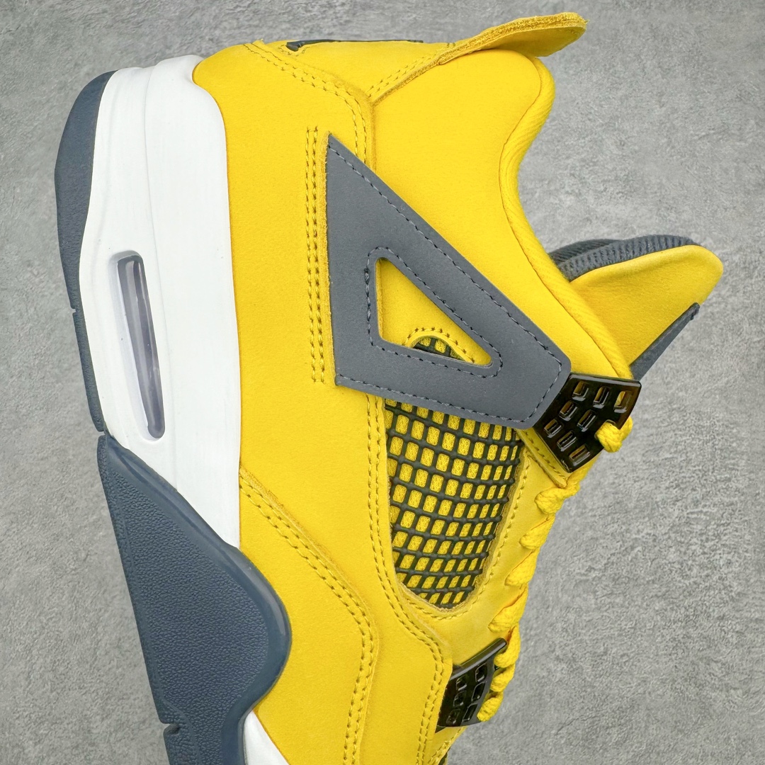 图片[6]-零售💰410 ＃PK纯原 Air Jordan AJ4 Retro 黑黄电母 货号：CT8527-700 全套原纸板楦头开发 原厂特供皮料加持 确保原汁原味 完美呈现四代版型 一比一鞋头弧度高度鞋身弧度 数据细节工艺流程均保持原鞋一致 原厂TPU网格鞋带扣 正确内里网布 菱角分明不变形无多余毛边 柔软性质感一致于原鞋 原厂织唛标 原厂飞人电绣工艺 尾指中部跳三针 独家绑鞋带手法 印刷中底布 四线拉帮 米色美纹纸贴合固定 进口港宝加持 后跟自然饱满 全鞋荧光划线卡点 追求极致完美 每一双都是工艺品 多重QC质检 超越公司货的品控标准 实实在在的免检产品 尺码：40 40.5 41 42 42.5 43 44 44.5 45 46 47.5 编码：by4936010-运动鞋