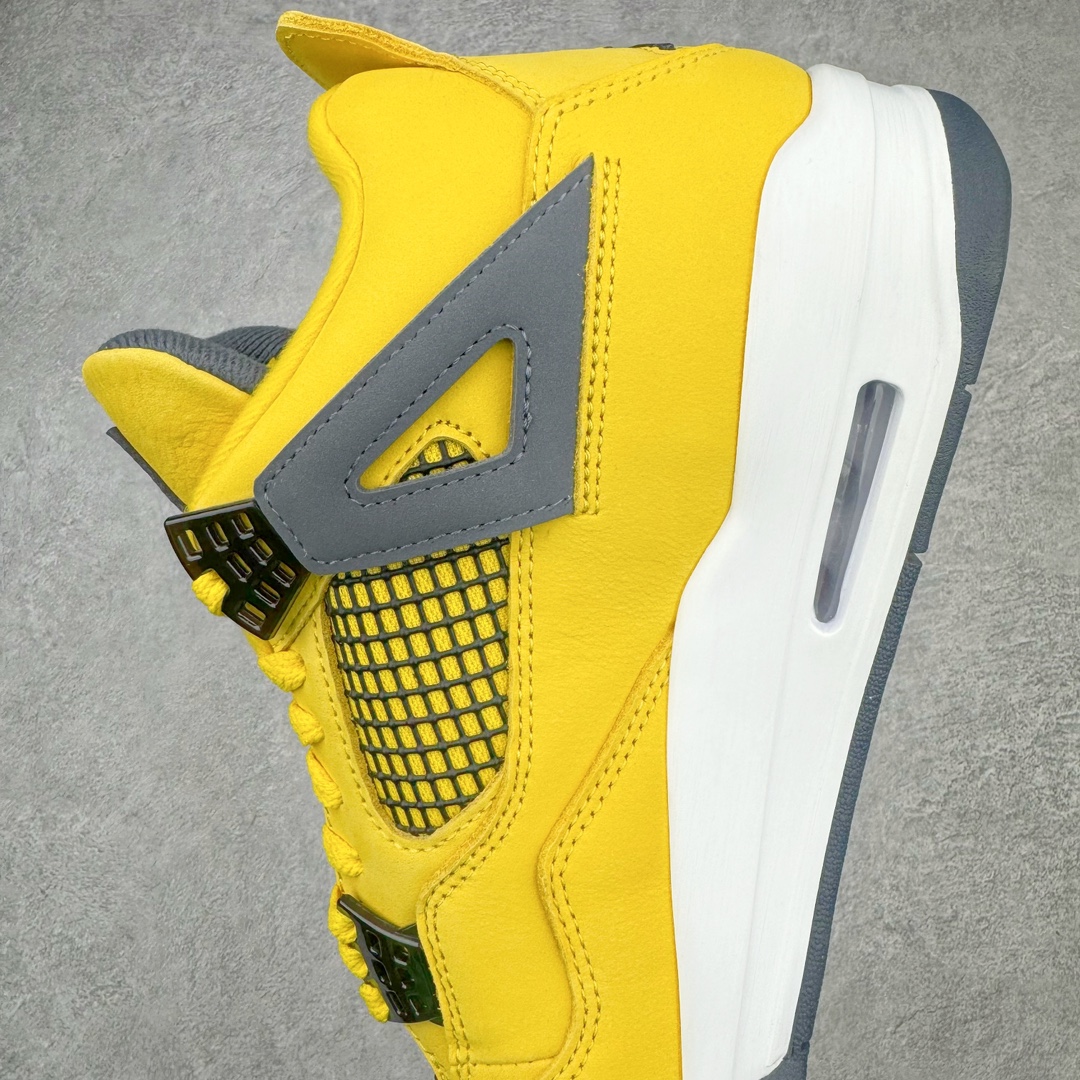 图片[7]-零售💰410 ＃PK纯原 Air Jordan AJ4 Retro 黑黄电母 货号：CT8527-700 全套原纸板楦头开发 原厂特供皮料加持 确保原汁原味 完美呈现四代版型 一比一鞋头弧度高度鞋身弧度 数据细节工艺流程均保持原鞋一致 原厂TPU网格鞋带扣 正确内里网布 菱角分明不变形无多余毛边 柔软性质感一致于原鞋 原厂织唛标 原厂飞人电绣工艺 尾指中部跳三针 独家绑鞋带手法 印刷中底布 四线拉帮 米色美纹纸贴合固定 进口港宝加持 后跟自然饱满 全鞋荧光划线卡点 追求极致完美 每一双都是工艺品 多重QC质检 超越公司货的品控标准 实实在在的免检产品 尺码：40 40.5 41 42 42.5 43 44 44.5 45 46 47.5 编码：by4936010-运动鞋