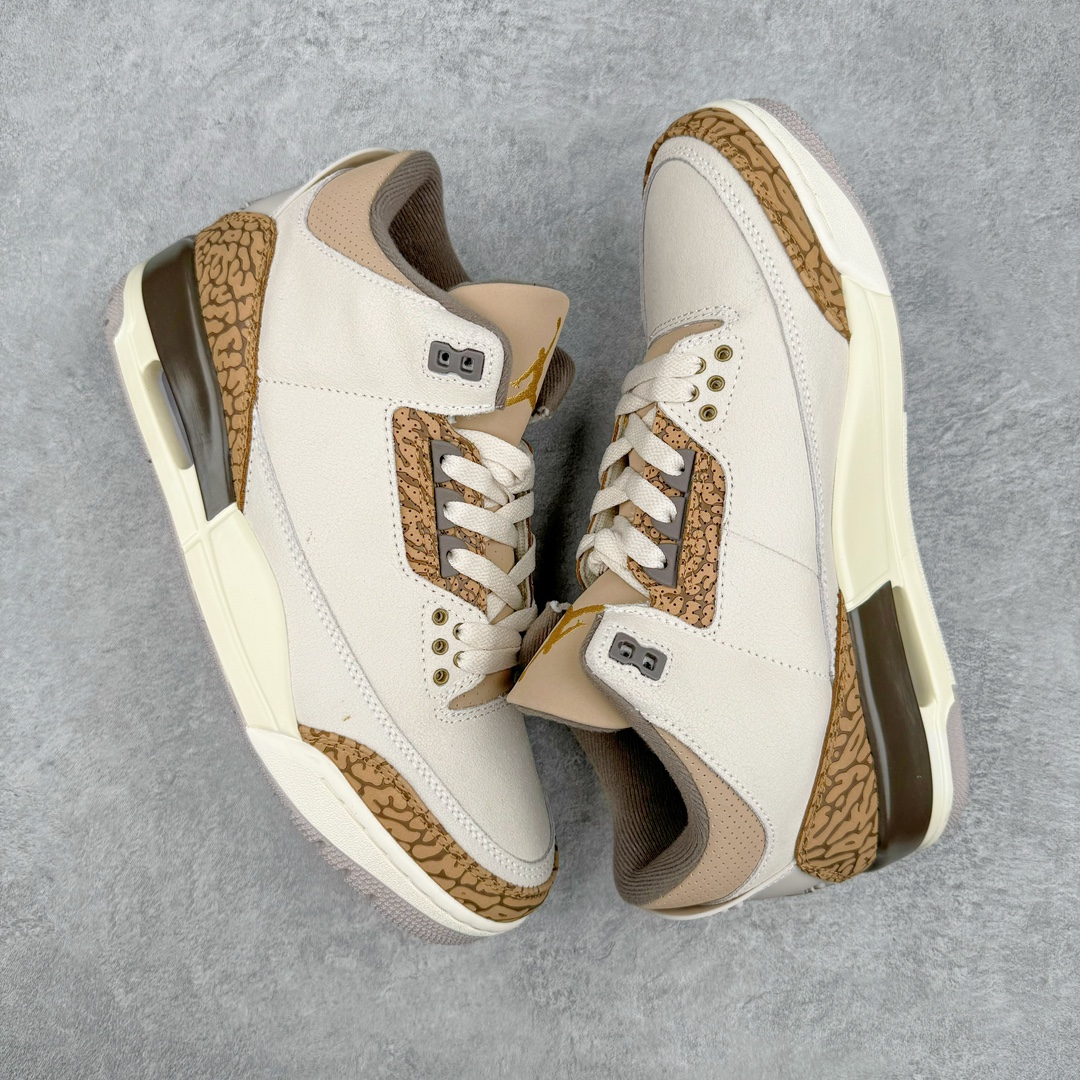 图片[3]-💰130 ＃PB版 福利特价‼Air Jordan AJ3 Retro \”Palomino\” 摩卡 CT8532-102 市场中端王者 全套原纸板楦头开发 原厂大底磨具加持立体防滑纹理 原装可视Air Sole气垫 原汁原味最完美的三代版型 唯一正确鞋头趴度弧度高度鞋身腰线 此版本只针对中端市场 皮料材质有所更替 其他数据细节工艺流程均保持一致 绝不口嗨 细节品控鞋型随意秒杀市面3XX 4XX 原厂TPU后跟饰片 正确内里反口里网布 皮料菱角分明不变形无多余毛边 正确手工大底描漆拉丝 市场唯一原厂鞋扣模具 原厂织唛标 原厂飞人电绣工艺 尾指中部跳三针 独家绑鞋带手法 印刷中底布 四线拉帮 米色美纹纸贴合固定 进口港宝加持 后跟自然饱满 全鞋荧光划线卡点 追求极致完美 每一双都是工艺品 多重QC质检 超越公司货的品控标准 实实在在的免检产品 尺码：40 40.5 41 42 42.5 43 44 44.5 45 45.5 46 47.5 编码：by2936000-运动鞋