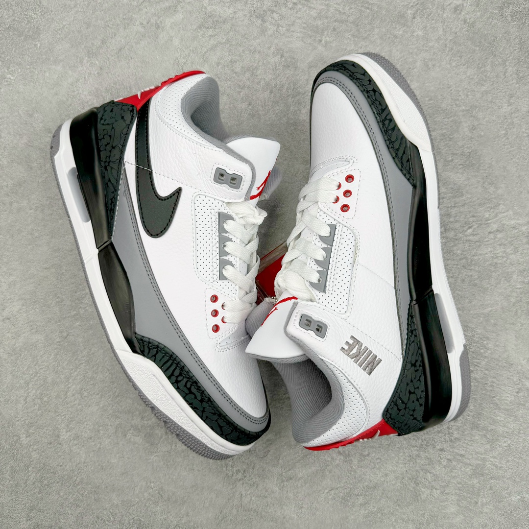 图片[3]-＃PB福利特价 Air Jordan AJ3 Retro 市场中端王者 全套原纸板楦头开发 原厂大底磨具加持立体防滑纹理 原装可视Air Sole气垫 原汁原味最完美的三代版型 唯一正确鞋头趴度弧度高度鞋身腰线 此版本只针对中端市场 皮料材质有所更替 其他数据细节工艺流程均保持一致 绝不口嗨 细节品控鞋型随意秒杀市面3XX 4XX 原厂TPU后跟饰片 正确内里反口里网布 皮料菱角分明不变形无多余毛边 正确手工大底描漆拉丝 市场唯一原厂鞋扣模具 原厂织唛标 原厂飞人电绣工艺 尾指中部跳三针 独家绑鞋带手法 印刷中底布 四线拉帮 米色美纹纸贴合固定 进口港宝加持 后跟自然饱满 全鞋荧光划线卡点 追求极致完美 每一双都是工艺品 多重QC质检 超越公司货的品控标准 实实在在的免检产品 尺码：40 40.5 41 42 42.5 43 44 44.5 45 45.5 46 47.5-选品中心