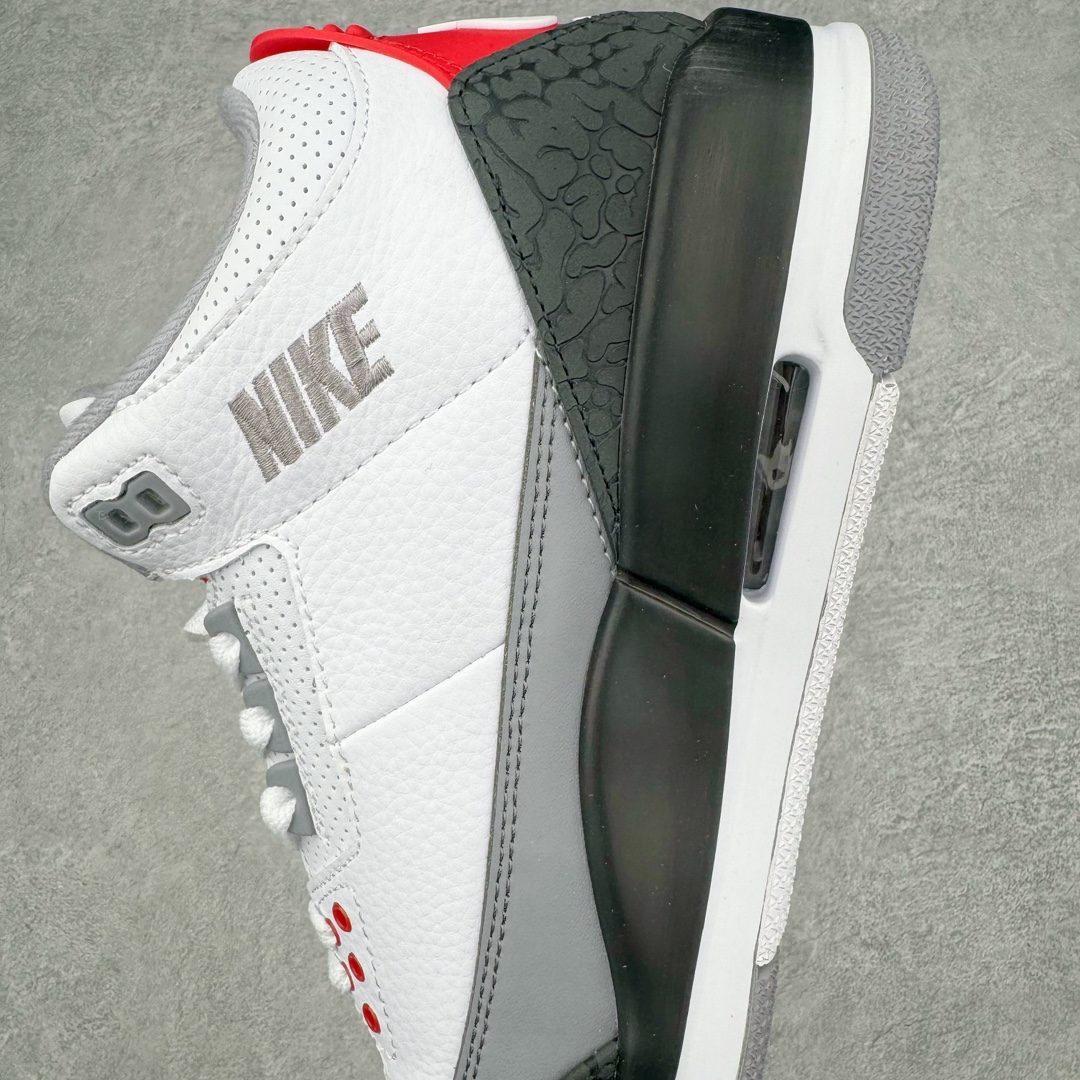 图片[7]-＃PB福利特价 Air Jordan AJ3 Retro 市场中端王者 全套原纸板楦头开发 原厂大底磨具加持立体防滑纹理 原装可视Air Sole气垫 原汁原味最完美的三代版型 唯一正确鞋头趴度弧度高度鞋身腰线 此版本只针对中端市场 皮料材质有所更替 其他数据细节工艺流程均保持一致 绝不口嗨 细节品控鞋型随意秒杀市面3XX 4XX 原厂TPU后跟饰片 正确内里反口里网布 皮料菱角分明不变形无多余毛边 正确手工大底描漆拉丝 市场唯一原厂鞋扣模具 原厂织唛标 原厂飞人电绣工艺 尾指中部跳三针 独家绑鞋带手法 印刷中底布 四线拉帮 米色美纹纸贴合固定 进口港宝加持 后跟自然饱满 全鞋荧光划线卡点 追求极致完美 每一双都是工艺品 多重QC质检 超越公司货的品控标准 实实在在的免检产品 尺码：40 40.5 41 42 42.5 43 44 44.5 45 45.5 46 47.5-选品中心