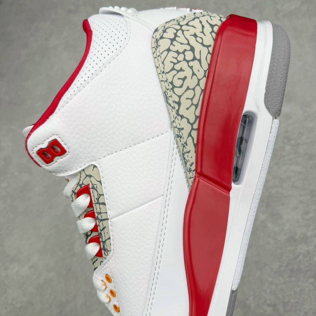 图片[7]-＃PB福利特价 Air Jordan AJ3 Retro 市场中端王者 全套原纸板楦头开发 原厂大底磨具加持立体防滑纹理 原装可视Air Sole气垫 原汁原味最完美的三代版型 唯一正确鞋头趴度弧度高度鞋身腰线 此版本只针对中端市场 皮料材质有所更替 其他数据细节工艺流程均保持一致 绝不口嗨 细节品控鞋型随意秒杀市面3XX 4XX 原厂TPU后跟饰片 正确内里反口里网布 皮料菱角分明不变形无多余毛边 正确手工大底描漆拉丝 市场唯一原厂鞋扣模具 原厂织唛标 原厂飞人电绣工艺 尾指中部跳三针 独家绑鞋带手法 印刷中底布 四线拉帮 米色美纹纸贴合固定 进口港宝加持 后跟自然饱满 全鞋荧光划线卡点 追求极致完美 每一双都是工艺品 多重QC质检 超越公司货的品控标准 实实在在的免检产品 尺码：40 40.5 41 42 42.5 43 44 44.5 45 45.5 46 47.5-选品中心