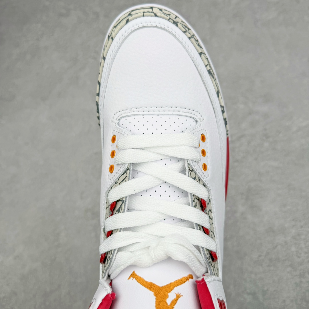图片[4]-＃PB福利特价 Air Jordan AJ3 Retro 市场中端王者 全套原纸板楦头开发 原厂大底磨具加持立体防滑纹理 原装可视Air Sole气垫 原汁原味最完美的三代版型 唯一正确鞋头趴度弧度高度鞋身腰线 此版本只针对中端市场 皮料材质有所更替 其他数据细节工艺流程均保持一致 绝不口嗨 细节品控鞋型随意秒杀市面3XX 4XX 原厂TPU后跟饰片 正确内里反口里网布 皮料菱角分明不变形无多余毛边 正确手工大底描漆拉丝 市场唯一原厂鞋扣模具 原厂织唛标 原厂飞人电绣工艺 尾指中部跳三针 独家绑鞋带手法 印刷中底布 四线拉帮 米色美纹纸贴合固定 进口港宝加持 后跟自然饱满 全鞋荧光划线卡点 追求极致完美 每一双都是工艺品 多重QC质检 超越公司货的品控标准 实实在在的免检产品 尺码：40 40.5 41 42 42.5 43 44 44.5 45 45.5 46 47.5-选品中心