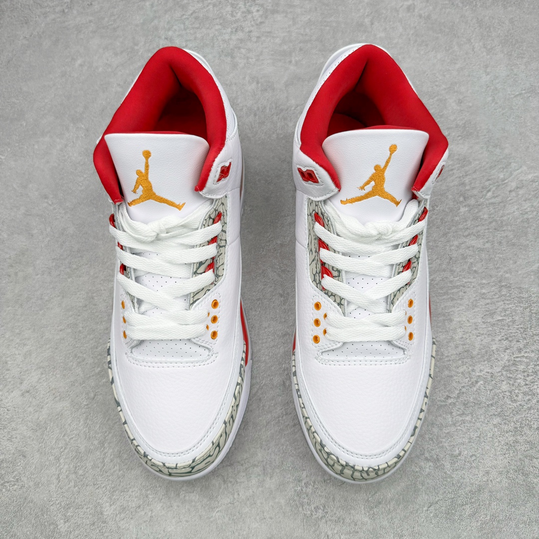 图片[2]-＃PB福利特价 Air Jordan AJ3 Retro 市场中端王者 全套原纸板楦头开发 原厂大底磨具加持立体防滑纹理 原装可视Air Sole气垫 原汁原味最完美的三代版型 唯一正确鞋头趴度弧度高度鞋身腰线 此版本只针对中端市场 皮料材质有所更替 其他数据细节工艺流程均保持一致 绝不口嗨 细节品控鞋型随意秒杀市面3XX 4XX 原厂TPU后跟饰片 正确内里反口里网布 皮料菱角分明不变形无多余毛边 正确手工大底描漆拉丝 市场唯一原厂鞋扣模具 原厂织唛标 原厂飞人电绣工艺 尾指中部跳三针 独家绑鞋带手法 印刷中底布 四线拉帮 米色美纹纸贴合固定 进口港宝加持 后跟自然饱满 全鞋荧光划线卡点 追求极致完美 每一双都是工艺品 多重QC质检 超越公司货的品控标准 实实在在的免检产品 尺码：40 40.5 41 42 42.5 43 44 44.5 45 45.5 46 47.5-选品中心