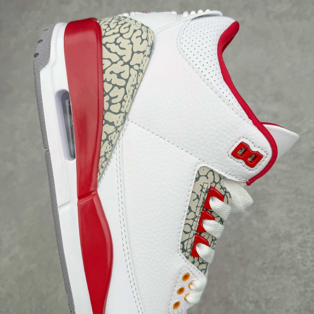 图片[6]-＃PB福利特价 Air Jordan AJ3 Retro 市场中端王者 全套原纸板楦头开发 原厂大底磨具加持立体防滑纹理 原装可视Air Sole气垫 原汁原味最完美的三代版型 唯一正确鞋头趴度弧度高度鞋身腰线 此版本只针对中端市场 皮料材质有所更替 其他数据细节工艺流程均保持一致 绝不口嗨 细节品控鞋型随意秒杀市面3XX 4XX 原厂TPU后跟饰片 正确内里反口里网布 皮料菱角分明不变形无多余毛边 正确手工大底描漆拉丝 市场唯一原厂鞋扣模具 原厂织唛标 原厂飞人电绣工艺 尾指中部跳三针 独家绑鞋带手法 印刷中底布 四线拉帮 米色美纹纸贴合固定 进口港宝加持 后跟自然饱满 全鞋荧光划线卡点 追求极致完美 每一双都是工艺品 多重QC质检 超越公司货的品控标准 实实在在的免检产品 尺码：40 40.5 41 42 42.5 43 44 44.5 45 45.5 46 47.5-选品中心