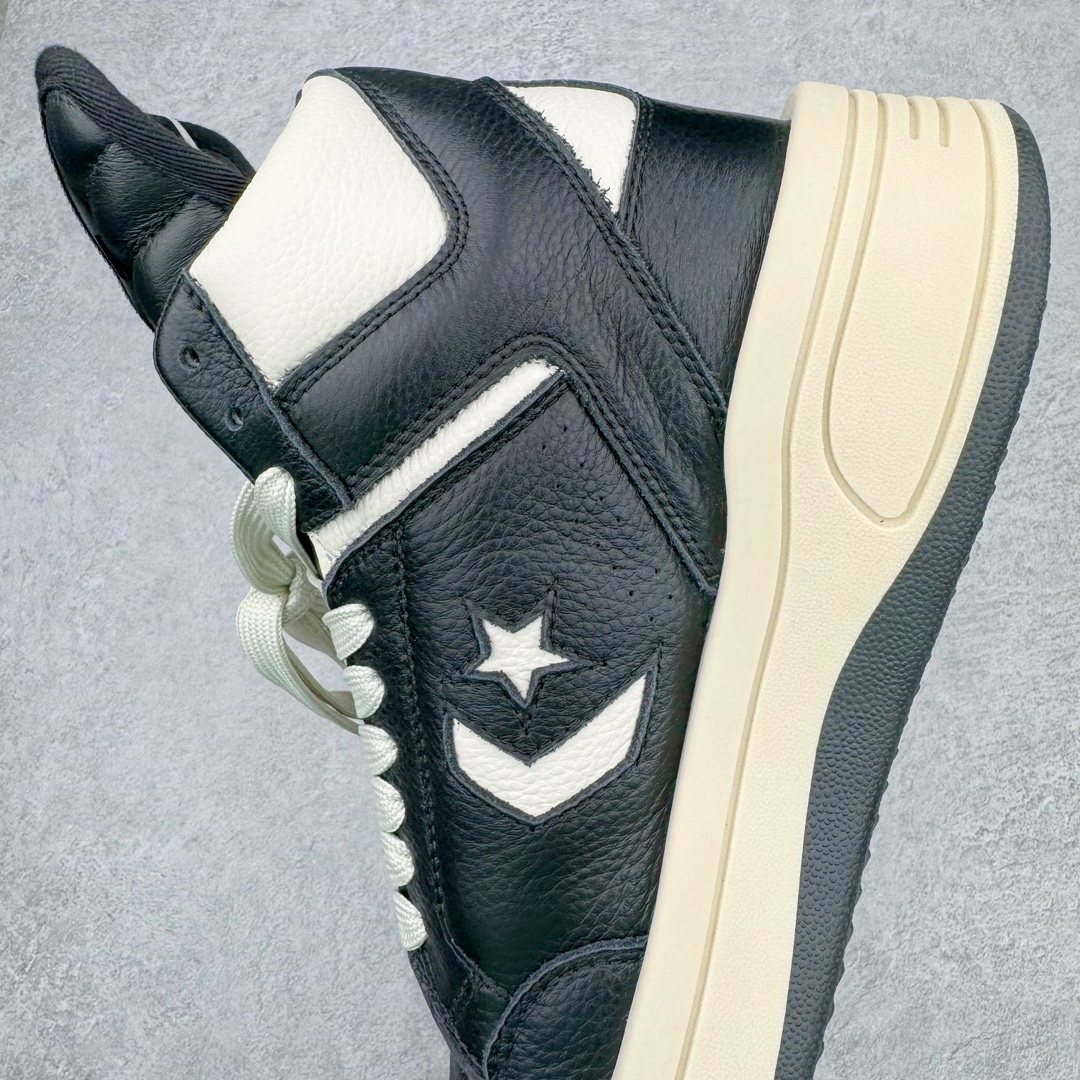 图片[7]-💰460 ＃纯原 Rick Owens DRKSHDW x Converse TURBODRK Weapon RO瑞克欧文斯匡威联名摩登厚底运动板鞋 黑白 以 80 年代的经典篮球鞋 Weapon 为灵感 带来新诠释 超厚鞋底 高帮鞋身以及夸张的鞋舌设计都充满 Rick Owens 式的美学  原厂楦头纸板裁片完全1:1对位复模 这样最后合模拼接的时候鞋型才能以最完美的形态展现 区别于市面上所有看图做货版本 导致整个鞋型完全不对味 臃肿肥胖 根本没有展现出原版的味道 原版的灵魂就在五角星的位置 不同码数上的比例是有区别的 原版整体是修长的 皮料根据原厂色号经过了历时 3个月无数次修改 终于调整到和原版最为接近的同色摔纹荔枝皮 因为毕竟官方多次补货 官方的皮料颜色或多或少都会有稍微的色差 属于正常现象 我们买回来的几双正品样板也会有区别 鞋底模具重新开模 独立私模三色tpu橡胶组合大底 1个码数一套模具 这样做的好处的码数比较合脚 区别市场上共码普通版本 单色同色橡胶大底 尺码：35 36 37 38 38.5 39 40 40.5 41 42 42.5 43 44 44.5 45 46 编码：by5936030-运动鞋