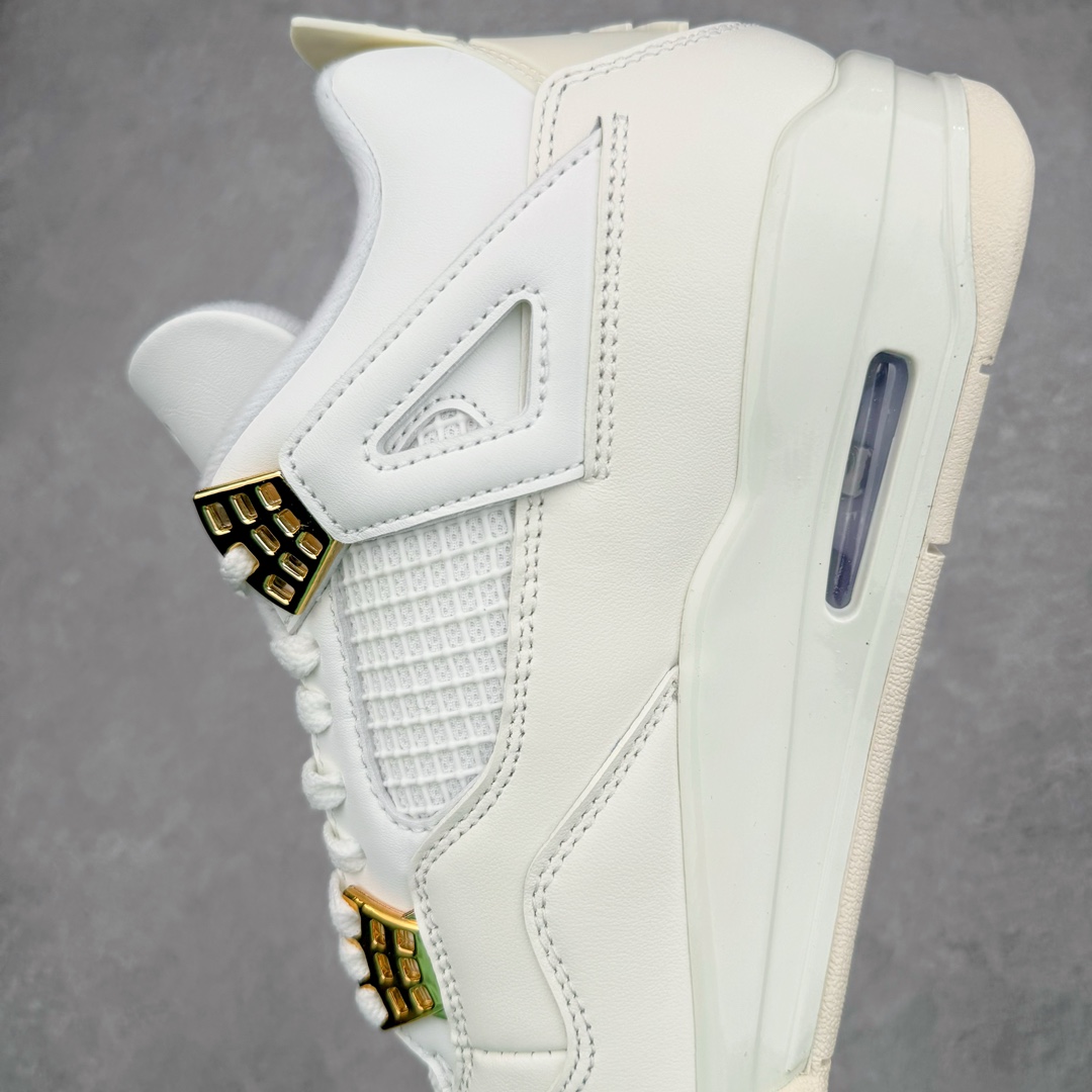 图片[7]-零售💰410 ＃PK纯原 Air Jordan AJ4 Retro 盐白金属扣 AQ9129-170 全套原纸板楦头开发 原厂特供皮料加持 确保原汁原味 完美呈现四代版型 一比一鞋头弧度高度鞋身弧度 数据细节工艺流程均保持原鞋一致 原厂TPU网格鞋带扣 正确内里网布 菱角分明不变形无多余毛边 柔软性质感一致于原鞋 原厂织唛标 原厂飞人电绣工艺 尾指中部跳三针 独家绑鞋带手法 印刷中底布 四线拉帮 米色美纹纸贴合固定 进口港宝加持 后跟自然饱满 全鞋荧光划线卡点 追求极致完美 每一双都是工艺品 多重QC质检 超越公司货的品控标准 实实在在的免检产品 尺码：40 40.5 41 42 42.5 43 44 44.5 45 46 47.5 编码：by4936010-运动鞋