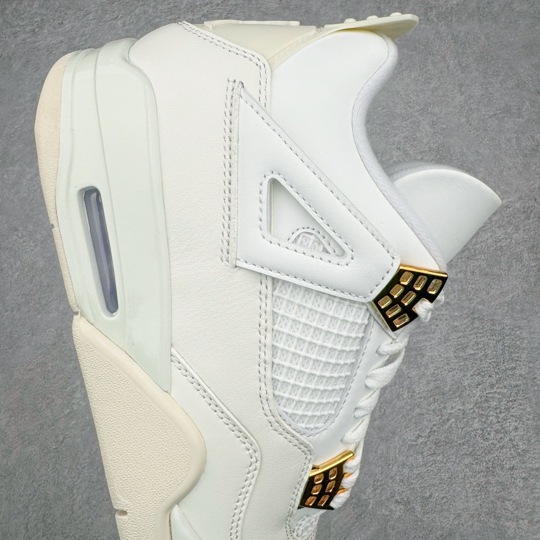 图片[6]-零售💰410 ＃PK纯原 Air Jordan AJ4 Retro 盐白金属扣 AQ9129-170 全套原纸板楦头开发 原厂特供皮料加持 确保原汁原味 完美呈现四代版型 一比一鞋头弧度高度鞋身弧度 数据细节工艺流程均保持原鞋一致 原厂TPU网格鞋带扣 正确内里网布 菱角分明不变形无多余毛边 柔软性质感一致于原鞋 原厂织唛标 原厂飞人电绣工艺 尾指中部跳三针 独家绑鞋带手法 印刷中底布 四线拉帮 米色美纹纸贴合固定 进口港宝加持 后跟自然饱满 全鞋荧光划线卡点 追求极致完美 每一双都是工艺品 多重QC质检 超越公司货的品控标准 实实在在的免检产品 尺码：40 40.5 41 42 42.5 43 44 44.5 45 46 47.5 编码：by4936010-运动鞋