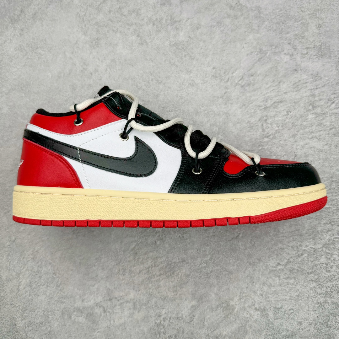 图片[5]-💰110 ＃福利特价‼Air Jordan AJ1 Low 解构绑带低帮系列 原厂内置气垫魔块 A模大底 头层小牛皮 鞋舌AJ原厂专用牛津布+AJ专用反口珍珠布+原厂无杂质高弹内里海棉+特殊封边弹力鞋带 SIZE：36 36.5 37.5 38 38.5 39 40 40.5 41 42 42.5 43 44 44.5 45 46 编码：Qby1936080-运动鞋