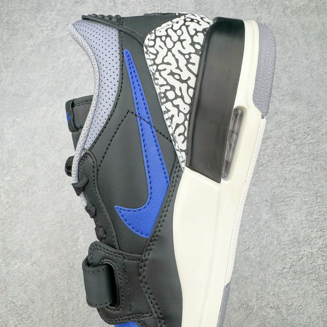 图片[7]-💰190 ＃PB Air Jordan Legacy AJ312 Low 低帮复古篮球鞋 皇家蓝 CD9054-041 市场最强独一档产物 全套原纸板楦头开发 原厂大底磨具加持立体防滑纹理 原档数据后跟TPU子母扣魔术贴 原装可视Air Sole气垫 原汁原味最完美的312代版型 唯一正确鞋头趴度弧度高度鞋身腰线 进口港宝加持 后跟自然饱满 全鞋荧光划线卡点 追求极致完美 每一双都是工艺品 多重QC质检 超越公司货的品控标准 实实在在的免检产品 鞋身采用了皮革材质打造 横跨鞋面的魔术贴十分吸睛 侧面的Swoosh Logo的一部分被鞋面遮挡了一部分 颇具玩味 魔术贴上标有NK标识 而鞋舌上是Jordan的经典红色飞翼Logo 后跟和鞋底均采用了AJ3的设计 后跟上同样也使用了经典的爆裂纹图案 SIZE：36 36.5 37.5 38 38.5 39 40 40.5 41 42 42.5 43 44 44.5 45 46 47.5 编码：by2936060-运动鞋