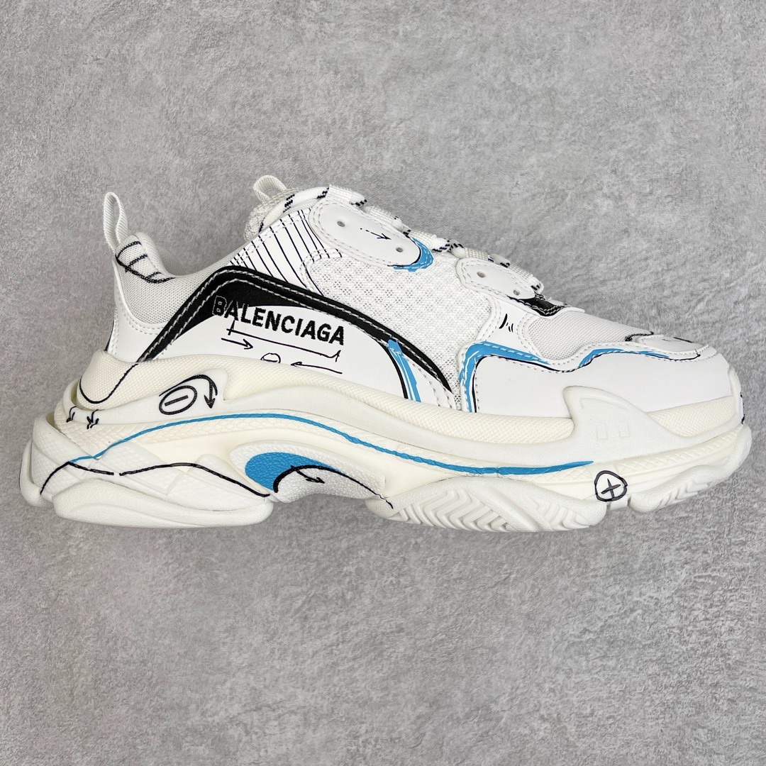 # Zapatos de papá retro BALENCIAGA Triple S Balenciaga puros y originales con graffiti, un juego completo de hormas de …