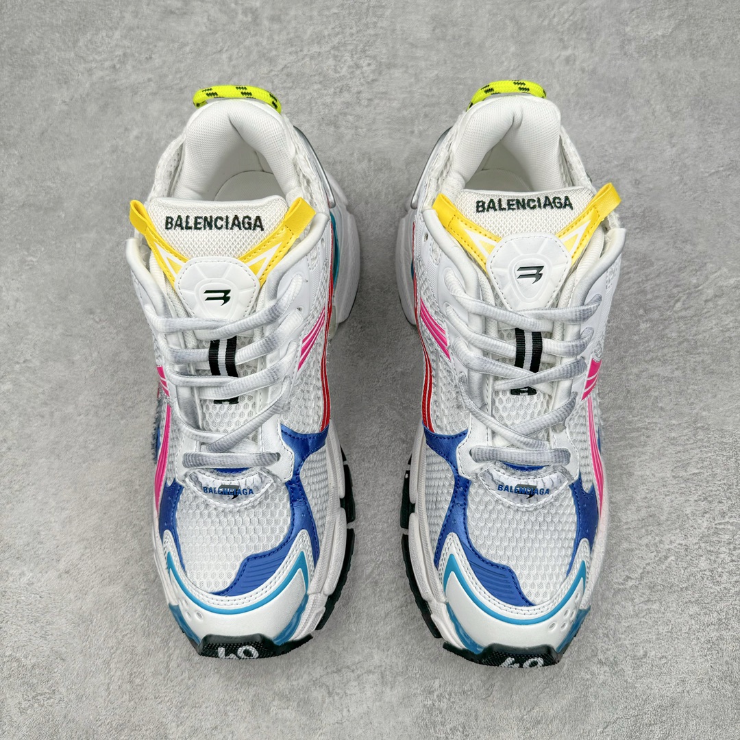 图片[2]-💰460 ＃VG零售版 BALENCIAGA Runner Sneaker 巴黎世家七代慢跑系列低帮复古野跑潮流运动鞋老爹鞋 尼龙和网布材质 磨损效果 鞋头边缘印有尺码 背面浮印尺码 外侧印有跑者徽标 鞋舌刺绣 Balenciaga 品牌标识 鞋跟背面 Balenciaga品牌标识 材质采用65%聚氨酯、35%聚酯纤维 全新 Runner 鞋型轮廓借鉴于 2000 年初的复古线条 搭载大网眼面料制成鞋面基础，由粉色、白色尼龍与橡胶质地覆盖鞋面诠释线条感 当中透过几道手缝线与折损痕更是精准的掌握历经时间淬炼的破旧痕迹 延续其手法至鞋领、鞋跟、鞋带、中底等部分均饰有破损及脏污之貌 尤其是鞋领处与鞋带孔眼条更是采用不规则做旧技术将内容物泡棉随机露出 尺码：35 36 37 38 39 40 41 42 43 44 45 46 编码：by5936030-运动鞋