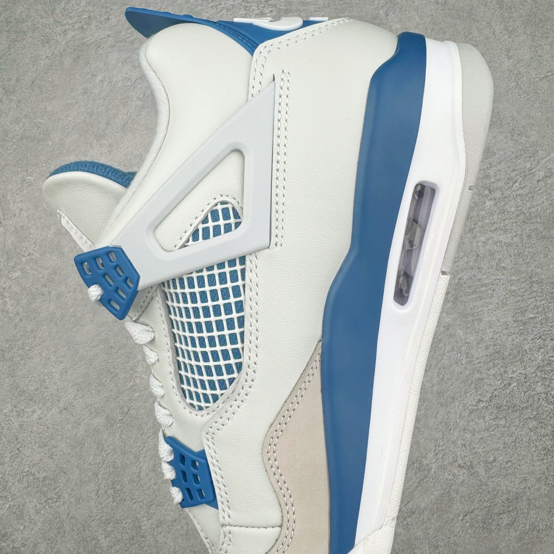 图片[7]-零售💰410 ＃PK纯原 Air Jordan AJ4 Retro \”Military Blue\” 白蓝2024 FV5029-141 全套原纸板楦头开发 原厂特供皮料加持 确保原汁原味 完美呈现四代版型 一比一鞋头弧度高度鞋身弧度 数据细节工艺流程均保持原鞋一致 原厂TPU网格鞋带扣 正确内里网布 菱角分明不变形无多余毛边 柔软性质感一致于原鞋 原厂织唛标 原厂飞人电绣工艺 尾指中部跳三针 独家绑鞋带手法 印刷中底布 四线拉帮 米色美纹纸贴合固定 进口港宝加持 后跟自然饱满 全鞋荧光划线卡点 追求极致完美 每一双都是工艺品 多重QC质检 超越公司货的品控标准 实实在在的免检产品 尺码：40 40.5 41 42 42.5 43 44 44.5 45 46 47.5 编码：by4936010-运动鞋