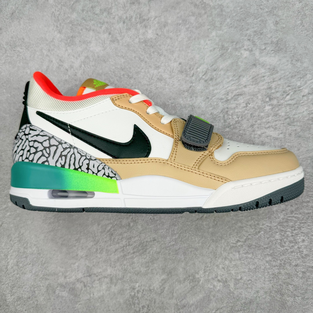 图片[4]-＃PB版 福利特价 Air Jordan Legacy AJ312 Low 低帮复古篮球鞋 市场最强独一档产物 全套原纸板楦头开发 原厂大底磨具加持立体防滑纹理 原档数据后跟TPU子母扣魔术贴 原装可视Air Sole气垫 原汁原味最完美的312代版型 唯一正确鞋头趴度弧度高度鞋身腰线 进口港宝加持 后跟自然饱满 全鞋荧光划线卡点 追求极致完美 每一双都是工艺品 多重QC质检 超越公司货的品控标准 实实在在的免检产品 鞋身采用了皮革材质打造 横跨鞋面的魔术贴十分吸睛 侧面的Swoosh Logo的一部分被鞋面遮挡了一部分 颇具玩味 魔术贴上标有NK标识 而鞋舌上是Jordan的经典红色飞翼Logo 后跟和鞋底均采用了AJ3的设计 后跟上同样也使用了经典的爆裂纹图案 尺码：36 36.5 37.5 38 38.5 39 40 40.5 41 42 42.5 43 44 44.5 45 46 47.5-选品中心