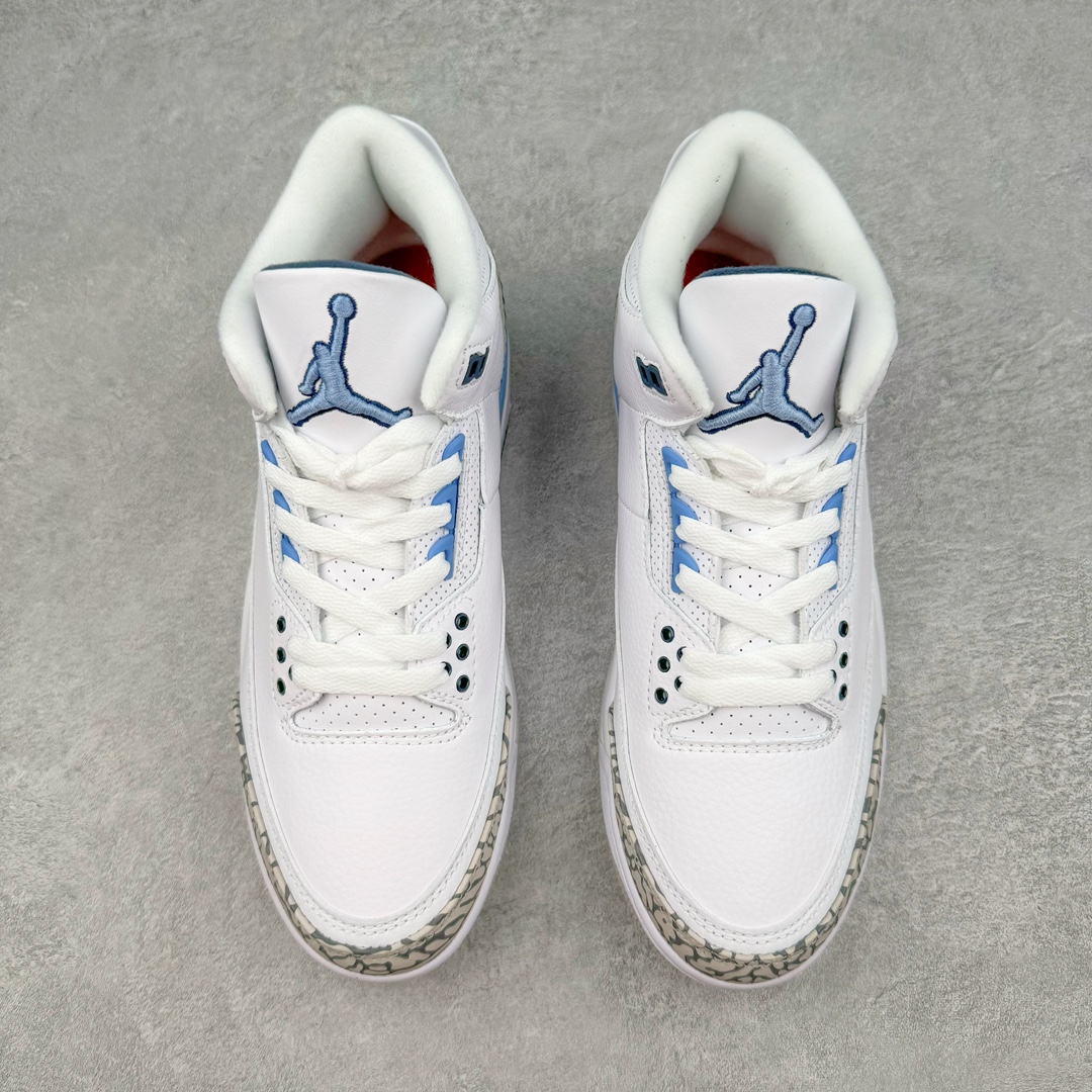 图片[2]-💰240 ＃PB版 Air Jordan AJ3 Retro 北卡蓝 CT8532-104 市场中端王者 全套原纸板楦头开发 原厂大底磨具加持立体防滑纹理 原装可视Air Sole气垫 原汁原味最完美的三代版型 唯一正确鞋头趴度弧度高度鞋身腰线 此版本只针对中端市场 皮料材质有所更替 其他数据细节工艺流程均保持一致 绝不口嗨 细节品控鞋型随意秒杀市面3XX 4XX 原厂TPU后跟饰片 正确内里反口里网布 皮料菱角分明不变形无多余毛边 正确手工大底描漆拉丝 市场唯一原厂鞋扣模具 原厂织唛标 原厂飞人电绣工艺 尾指中部跳三针 独家绑鞋带手法 印刷中底布 四线拉帮 米色美纹纸贴合固定 进口港宝加持 后跟自然饱满 全鞋荧光划线卡点 追求极致完美 每一双都是工艺品 多重QC质检 超越公司货的品控标准 实实在在的免检产品 尺码：40 40.5 41 42 42.5 43 44 44.5 45 45.5 46 47.5 编码：by3936010-运动鞋