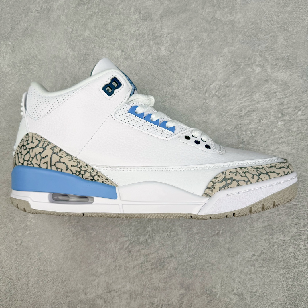 💰240 ＃PB版 Air Jordan AJ3 Retro 北卡蓝 CT8532-104 市场中端王者 全套原纸板楦头开发 原厂大底磨具加持立体防滑纹理 原装可视Air Sole气垫 原汁原味最完美的三代版型 唯一正确鞋头趴度弧度高度鞋身腰线 此版本只针对中端市场 皮料材质有所更替 其他数据细节工艺流程均保持一致 绝不口嗨 细节品控鞋型随意秒杀市面3XX 4XX 原厂TPU后跟饰片 正确内里反口里网布 皮料菱角分明不变形无多余毛边 正确手工大底描漆拉丝 市场唯一原厂鞋扣模具 原厂织唛标 原厂飞人电绣工艺 尾指中部跳三针 独家绑鞋带手法 印刷中底布 四线拉帮 米色美纹纸贴合固定 进口港宝加持 后跟自然饱满 全鞋荧光划线卡点 追求极致完美 每一双都是工艺品 多重QC质检 超越公司货的品控标准 实实在在的免检产品 尺码：40 40.5 41 42 42.5 43 44 44.5 45 45.5 46 47.5 编码：by3936010-运动鞋