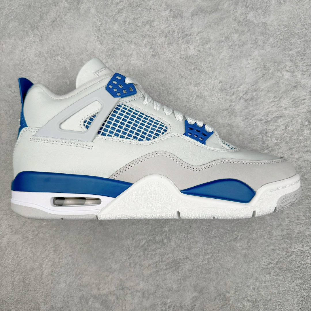 💰460 ＃GX Air Jordan AJ4 Retro \”Military Blue\” 白蓝2024 FV5029-141 圈内最强四代 独家外贸特供尺码含 45.5 49.5 50.5 耗时半年巨作 全套原纸板楦头开发 原厂特供皮料加持 确保原汁原味 完美呈现四代版型 一比一鞋头弧度高度鞋身弧度 数据细节工艺流程均保持原鞋一致 原厂TPU网格鞋带扣 正确内里网布 菱角分明不变形无多余毛边 柔软性质感一致于原鞋 市场唯一原厂鞋扣模具 背面可见隐藏注塑口 原厂织唛标 原厂飞人电绣工艺 尾指中部跳三针 独家绑鞋带手法 印刷中底布 四线拉帮 米色美纹纸贴合固定 进口港宝加持 后跟自然饱满 全鞋荧光划线卡点 追求极致完美 每一双都是工艺品 多重QC质检 超越公司货的品控标准 实实在在的免检产品 尺码：40 40.5 41 42 42.5 43 44 44.5 45 45.5 46 47.5 48.5 49.5 50.5 编码：by5936030-运动鞋