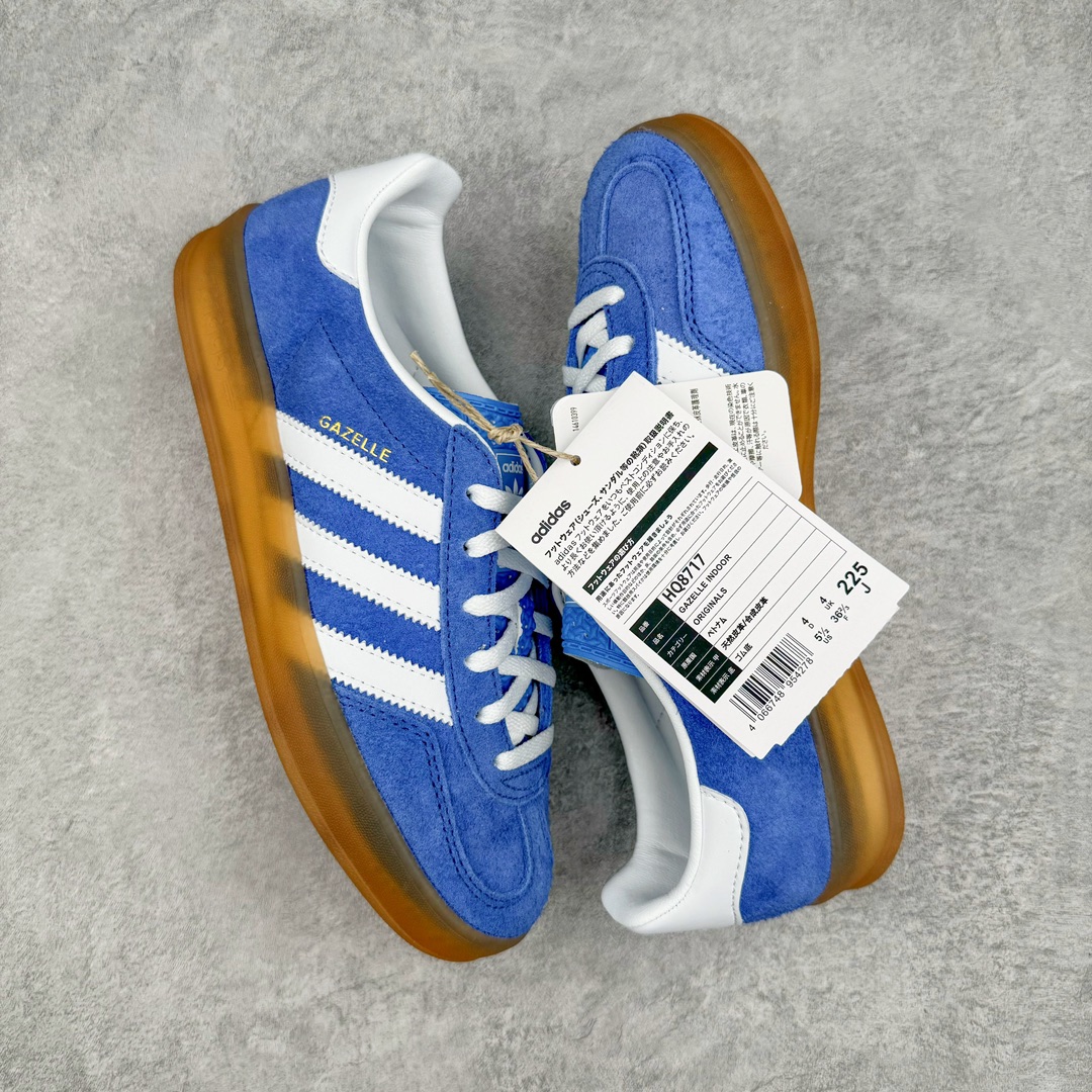 图片[3]-💰190 ＃HP纯原 AD Original Gazelle Indoor Trainers 瞪羚室内鞋系列低帮复古百搭休闲运动德训风板鞋 麂皮生胶底 HQ8717 高端零售特供批次 原厂定制长毛翻毛皮组合环保纤维革鞋面材质 内置环保海玻璃鞋垫 外置RB橡胶大底 产品品控稳定性领先行业 原厂全套原楦原纸板冲刀磨具开发 原厂皮料加持 原厂港宝加持定型后跟R度完美 将复古进行到底 简约流畅 三十年不变经典 这款Gazelle运动鞋 无论面料、配色、质感或设计 都只在重现其1991年原款的经典 皮革鞋面 撞色三条纹和鞋跟标的设计 力求呈现90年代的经典复古风潮 Samba火热的同时 也带动了其它的复古鞋型 Gazelle便是其中一只 Gazelle Indoor拥有包边更宽的T字型鞋头 更好的保护运动员的前掌 浓浓的复古氛围感 非常适合现在流行的Cleanfit风格 尺码：35.5 36 36⅔ 37⅓ 38 38⅔ 39⅓ 40 40⅔ 41⅓ 42 42⅔ 43⅓ 44 44⅔ 45 编码：by2936060-运动鞋