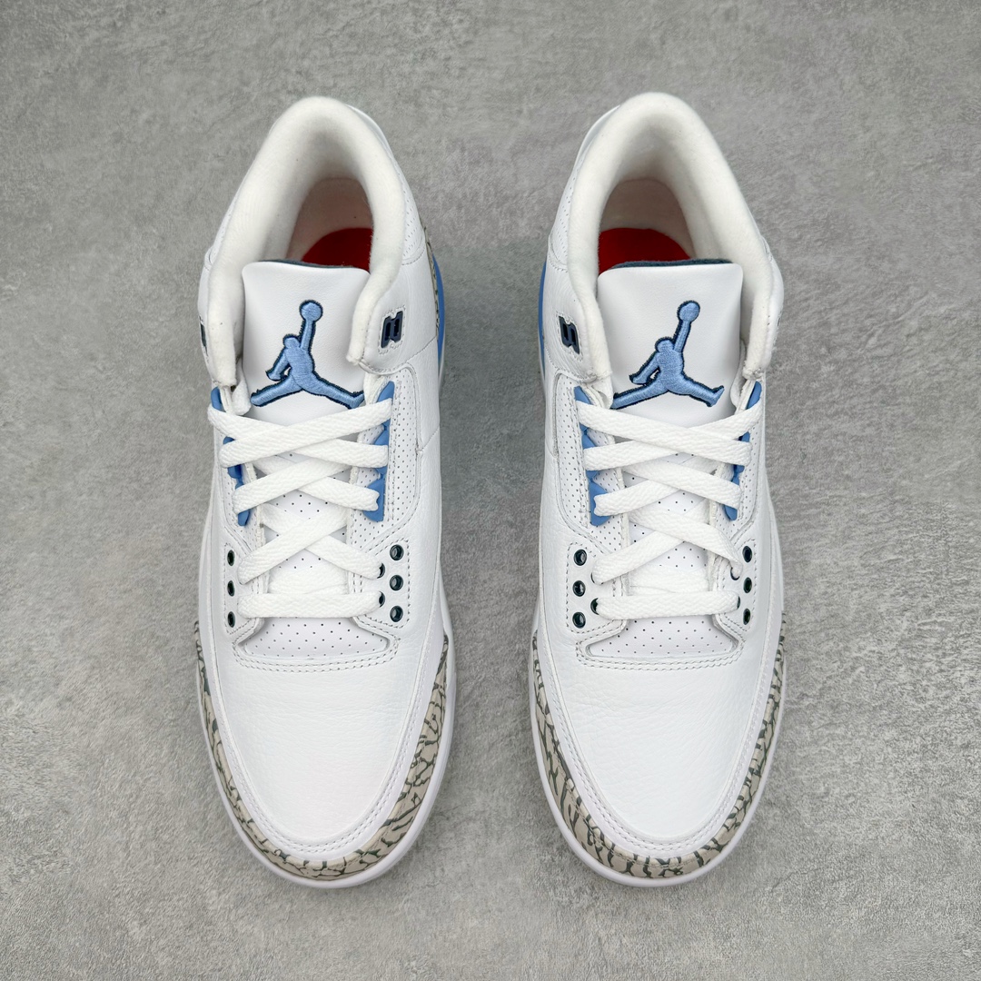 图片[2]-💰390 ＃Lw纯原 Air Jordan AJ3 Retro 北卡蓝 CT8532-104 圈内最强三代系列 匠心打造 开发时长超过半年 目前可过各类鉴定或无法鉴定 裸鞋随便操作 全套原纸板楦头开发 原厂大底磨具加持立体防滑纹理 原装可视Air Sole气垫 原汁原味最完美的三代版型 唯一正确鞋头趴度弧度高度鞋身腰线 原厂TPU彩虹扎染后跟饰片 正确内里反口里网布 皮料菱角分明不变形无多余毛边 广东原厂zp同批次手工大底描漆拉丝 市场唯一原厂鞋扣模具 原厂织唛标 原厂飞人电绣工艺 尾指中部跳三针 独家绑鞋带手法 印刷中底布 四线拉帮 米色美纹纸贴合固定 进口港宝加持 后跟自然饱满 全鞋荧光划线卡点 追求极致完美 每一双都是工艺品 多重QC质检 超越公司货的品控标准 实实在在的免检产品 SIZE：36 36.5 37.5 38 38.5 39 40 40.5 41 42 42.5 43 44 44.5 45 45.5 46 47.5 48.5 编码：by4936060-运动鞋