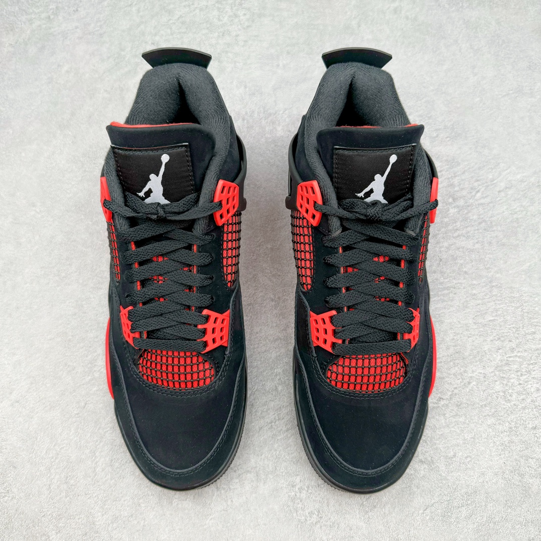 图片[2]-💰390 ＃SZ纯原 Air Jordan AJ4 Retro \”Red Thunder\” 黑红雷电 CT8527-016 目前可过各类鉴定或无法鉴定 裸鞋随意操作 第一梯队最新批次 细节多次校对改良 接近完美 细节达到可过鉴定标准 耗时半年巨作 全套原纸板楦头开发 原厂特供皮料加持 确保原汁原味 完美呈现四代版型 一比一鞋头弧度高度鞋身弧度 数据细节工艺流程均保持原鞋一致 原厂TPU网格鞋带扣 正确内里网布 菱角分明不变形无多余毛边 柔软性质感一致于原鞋 原厂织唛标 原厂飞人电绣工艺 尾指中部跳三针 独家绑鞋带手法 印刷中底布 四线拉帮 米色美纹纸贴合固定 进口港宝加持 后跟自然饱满 全鞋荧光划线卡点 追求极致完美 每一双都是工艺品 多重QC质检 超越公司货的品控标准 实实在在的免检产品 尺码：40 40.5 41 42 42.5 43 44 44.5 45 46 47.5 48.5 编码：by4936060-运动鞋