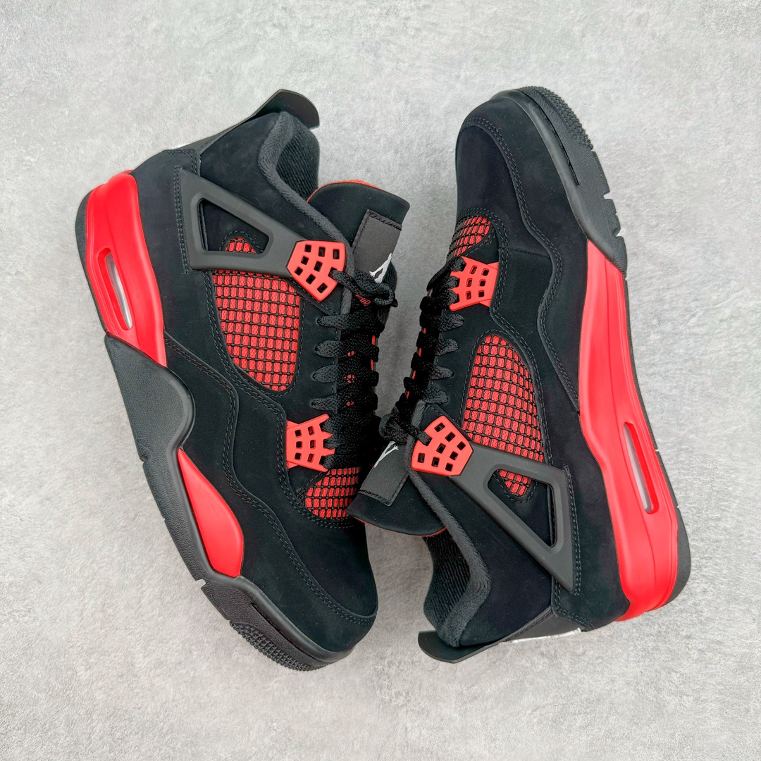 图片[3]-💰390 ＃SZ纯原 Air Jordan AJ4 Retro \”Red Thunder\” 黑红雷电 CT8527-016 目前可过各类鉴定或无法鉴定 裸鞋随意操作 第一梯队最新批次 细节多次校对改良 接近完美 细节达到可过鉴定标准 耗时半年巨作 全套原纸板楦头开发 原厂特供皮料加持 确保原汁原味 完美呈现四代版型 一比一鞋头弧度高度鞋身弧度 数据细节工艺流程均保持原鞋一致 原厂TPU网格鞋带扣 正确内里网布 菱角分明不变形无多余毛边 柔软性质感一致于原鞋 原厂织唛标 原厂飞人电绣工艺 尾指中部跳三针 独家绑鞋带手法 印刷中底布 四线拉帮 米色美纹纸贴合固定 进口港宝加持 后跟自然饱满 全鞋荧光划线卡点 追求极致完美 每一双都是工艺品 多重QC质检 超越公司货的品控标准 实实在在的免检产品 尺码：40 40.5 41 42 42.5 43 44 44.5 45 46 47.5 48.5 编码：by4936060-运动鞋