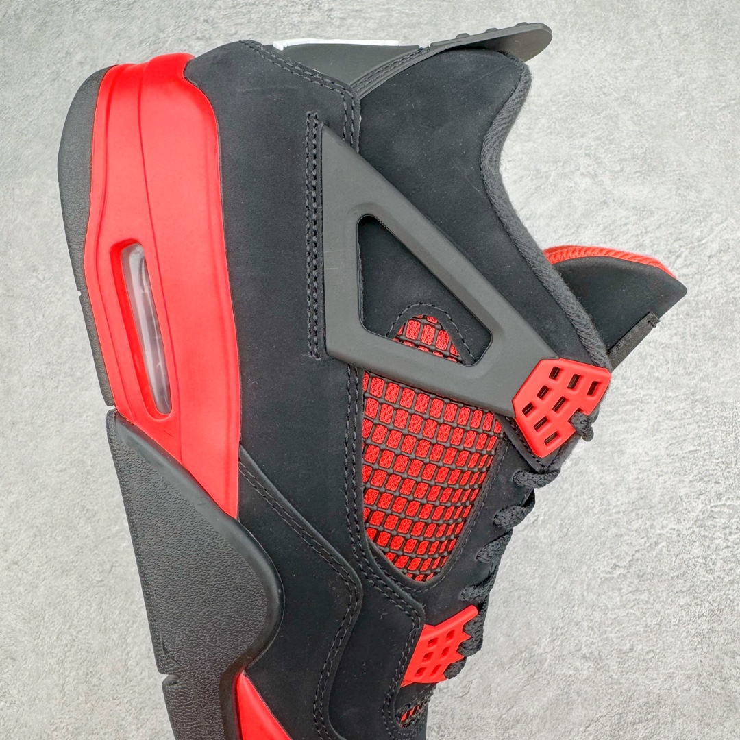 图片[6]-💰390 ＃SZ纯原 Air Jordan AJ4 Retro \”Red Thunder\” 黑红雷电 CT8527-016 目前可过各类鉴定或无法鉴定 裸鞋随意操作 第一梯队最新批次 细节多次校对改良 接近完美 细节达到可过鉴定标准 耗时半年巨作 全套原纸板楦头开发 原厂特供皮料加持 确保原汁原味 完美呈现四代版型 一比一鞋头弧度高度鞋身弧度 数据细节工艺流程均保持原鞋一致 原厂TPU网格鞋带扣 正确内里网布 菱角分明不变形无多余毛边 柔软性质感一致于原鞋 原厂织唛标 原厂飞人电绣工艺 尾指中部跳三针 独家绑鞋带手法 印刷中底布 四线拉帮 米色美纹纸贴合固定 进口港宝加持 后跟自然饱满 全鞋荧光划线卡点 追求极致完美 每一双都是工艺品 多重QC质检 超越公司货的品控标准 实实在在的免检产品 尺码：40 40.5 41 42 42.5 43 44 44.5 45 46 47.5 48.5 编码：by4936060-运动鞋