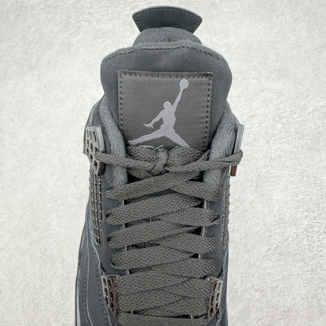 图片[5]-💰390 ＃SZ纯原 Air Jordan AJ4 Retro 黑猫 CU1110-010 目前可过各类鉴定或无法鉴定 裸鞋随意操作 第一梯队最新批次 细节多次校对改良 接近完美 细节达到可过鉴定标准 耗时半年巨作 全套原纸板楦头开发 原厂特供皮料加持 确保原汁原味 完美呈现四代版型 一比一鞋头弧度高度鞋身弧度 数据细节工艺流程均保持原鞋一致 原厂TPU网格鞋带扣 正确内里网布 菱角分明不变形无多余毛边 柔软性质感一致于原鞋 原厂织唛标 原厂飞人电绣工艺 尾指中部跳三针 独家绑鞋带手法 印刷中底布 四线拉帮 米色美纹纸贴合固定 进口港宝加持 后跟自然饱满 全鞋荧光划线卡点 追求极致完美 每一双都是工艺品 多重QC质检 超越公司货的品控标准 实实在在的免检产品 尺码：40 40.5 41 42 42.5 43 44 44.5 45 46 47.5 48.5 编码：by4936060-运动鞋