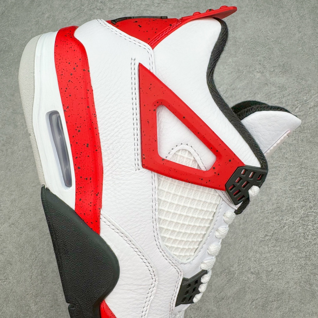 图片[6]-💰390 ＃SZ纯原 Air Jordan AJ4 Retro 白黑红 红水泥 DH6927-161 目前可过各类鉴定或无法鉴定 裸鞋随意操作 第一梯队最新批次 细节多次校对改良 接近完美 细节达到可过鉴定标准 耗时半年巨作 全套原纸板楦头开发 原厂特供皮料加持 确保原汁原味 完美呈现四代版型 一比一鞋头弧度高度鞋身弧度 数据细节工艺流程均保持原鞋一致 原厂TPU网格鞋带扣 正确内里网布 菱角分明不变形无多余毛边 柔软性质感一致于原鞋 原厂织唛标 原厂飞人电绣工艺 尾指中部跳三针 独家绑鞋带手法 印刷中底布 四线拉帮 米色美纹纸贴合固定 进口港宝加持 后跟自然饱满 全鞋荧光划线卡点 追求极致完美 每一双都是工艺品 多重QC质检 超越公司货的品控标准 实实在在的免检产品 尺码：40 40.5 41 42 42.5 43 44 44.5 45 46 47.5 48.5 编码：by4936060-运动鞋