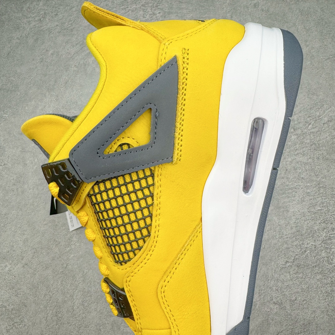 图片[7]-💰390 ＃SZ纯原 Air Jordan AJ4 Retro 黑黄电母 货号：CT8527-700 目前可过各类鉴定或无法鉴定 裸鞋随意操作 第一梯队最新批次 细节多次校对改良 接近完美 细节达到可过鉴定标准 耗时半年巨作 全套原纸板楦头开发 原厂特供皮料加持 确保原汁原味 完美呈现四代版型 一比一鞋头弧度高度鞋身弧度 数据细节工艺流程均保持原鞋一致 原厂TPU网格鞋带扣 正确内里网布 菱角分明不变形无多余毛边 柔软性质感一致于原鞋 原厂织唛标 原厂飞人电绣工艺 尾指中部跳三针 独家绑鞋带手法 印刷中底布 四线拉帮 米色美纹纸贴合固定 进口港宝加持 后跟自然饱满 全鞋荧光划线卡点 追求极致完美 每一双都是工艺品 多重QC质检 超越公司货的品控标准 实实在在的免检产品 尺码：40 40.5 41 42 42.5 43 44 44.5 45 46 47.5 48.5 编码：by4936060-运动鞋