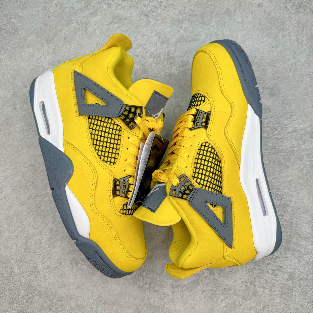 图片[3]-💰390 ＃SZ纯原 Air Jordan AJ4 Retro 黑黄电母 货号：CT8527-700 目前可过各类鉴定或无法鉴定 裸鞋随意操作 第一梯队最新批次 细节多次校对改良 接近完美 细节达到可过鉴定标准 耗时半年巨作 全套原纸板楦头开发 原厂特供皮料加持 确保原汁原味 完美呈现四代版型 一比一鞋头弧度高度鞋身弧度 数据细节工艺流程均保持原鞋一致 原厂TPU网格鞋带扣 正确内里网布 菱角分明不变形无多余毛边 柔软性质感一致于原鞋 原厂织唛标 原厂飞人电绣工艺 尾指中部跳三针 独家绑鞋带手法 印刷中底布 四线拉帮 米色美纹纸贴合固定 进口港宝加持 后跟自然饱满 全鞋荧光划线卡点 追求极致完美 每一双都是工艺品 多重QC质检 超越公司货的品控标准 实实在在的免检产品 尺码：40 40.5 41 42 42.5 43 44 44.5 45 46 47.5 48.5 编码：by4936060-运动鞋