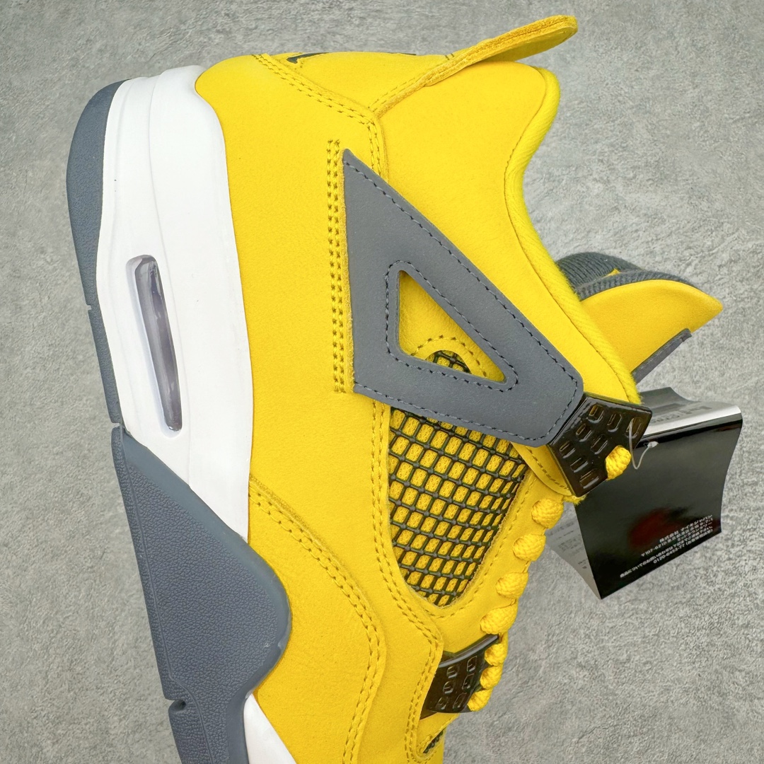 图片[6]-💰390 ＃SZ纯原 Air Jordan AJ4 Retro 黑黄电母 货号：CT8527-700 目前可过各类鉴定或无法鉴定 裸鞋随意操作 第一梯队最新批次 细节多次校对改良 接近完美 细节达到可过鉴定标准 耗时半年巨作 全套原纸板楦头开发 原厂特供皮料加持 确保原汁原味 完美呈现四代版型 一比一鞋头弧度高度鞋身弧度 数据细节工艺流程均保持原鞋一致 原厂TPU网格鞋带扣 正确内里网布 菱角分明不变形无多余毛边 柔软性质感一致于原鞋 原厂织唛标 原厂飞人电绣工艺 尾指中部跳三针 独家绑鞋带手法 印刷中底布 四线拉帮 米色美纹纸贴合固定 进口港宝加持 后跟自然饱满 全鞋荧光划线卡点 追求极致完美 每一双都是工艺品 多重QC质检 超越公司货的品控标准 实实在在的免检产品 尺码：40 40.5 41 42 42.5 43 44 44.5 45 46 47.5 48.5 编码：by4936060-运动鞋