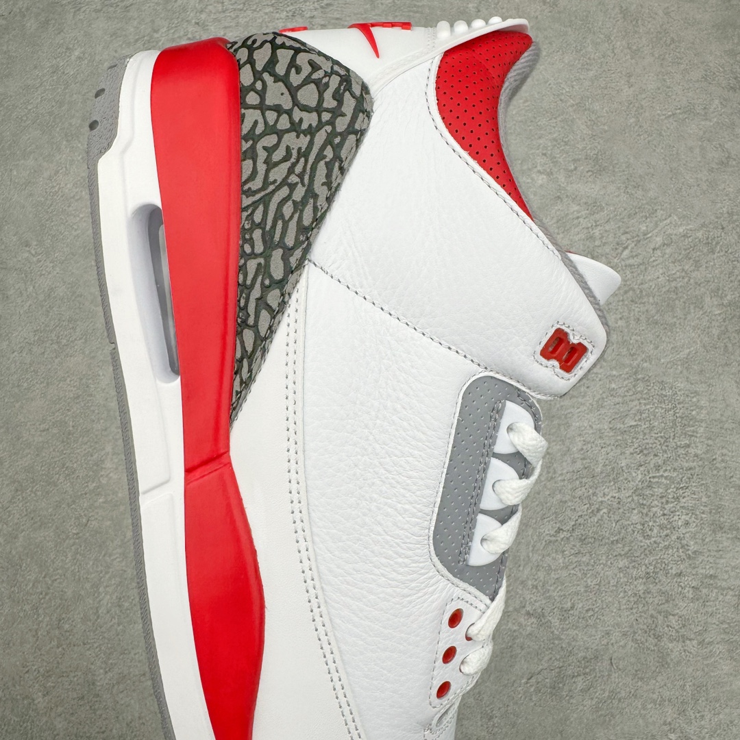 图片[6]-＃Lw纯原 Air Jordan AJ3 Retro 白红 DN3707-160 圈内最强三代系列 匠心打造 开发时长超过半年 目前可过各类鉴定或无法鉴定 裸鞋随便操作 全套原纸板楦头开发 原厂大底磨具加持立体防滑纹理 原装可视Air Sole气垫 原汁原味最完美的三代版型 唯一正确鞋头趴度弧度高度鞋身腰线 原厂TPU彩虹扎染后跟饰片 正确内里反口里网布 皮料菱角分明不变形无多余毛边 广东原厂zp同批次手工大底描漆拉丝 市场唯一原厂鞋扣模具 原厂织唛标 原厂飞人电绣工艺 尾指中部跳三针 独家绑鞋带手法 印刷中底布 四线拉帮 米色美纹纸贴合固定 进口港宝加持 后跟自然饱满 全鞋荧光划线卡点 追求极致完美 每一双都是工艺品 多重QC质检 超越公司货的品控标准 实实在在的免检产品 尺码：36 36.5 37.5 38 38.5 39 40 40.5 41 42 42.5 43 44 44.5 45 45.5 46 47.5 48.5-选品中心