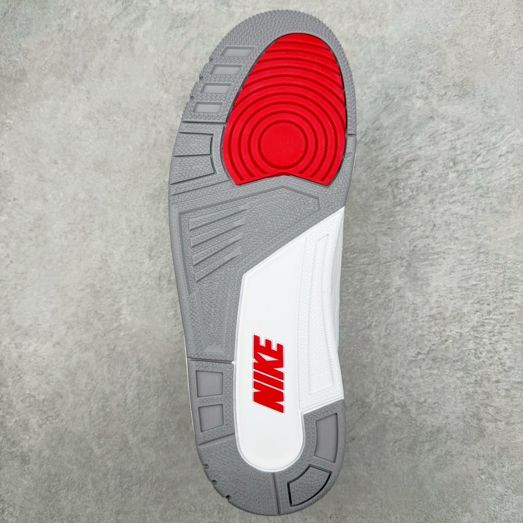图片[9]-＃Lw纯原 Air Jordan AJ3 Retro 白红 DN3707-160 圈内最强三代系列 匠心打造 开发时长超过半年 目前可过各类鉴定或无法鉴定 裸鞋随便操作 全套原纸板楦头开发 原厂大底磨具加持立体防滑纹理 原装可视Air Sole气垫 原汁原味最完美的三代版型 唯一正确鞋头趴度弧度高度鞋身腰线 原厂TPU彩虹扎染后跟饰片 正确内里反口里网布 皮料菱角分明不变形无多余毛边 广东原厂zp同批次手工大底描漆拉丝 市场唯一原厂鞋扣模具 原厂织唛标 原厂飞人电绣工艺 尾指中部跳三针 独家绑鞋带手法 印刷中底布 四线拉帮 米色美纹纸贴合固定 进口港宝加持 后跟自然饱满 全鞋荧光划线卡点 追求极致完美 每一双都是工艺品 多重QC质检 超越公司货的品控标准 实实在在的免检产品 尺码：36 36.5 37.5 38 38.5 39 40 40.5 41 42 42.5 43 44 44.5 45 45.5 46 47.5 48.5-选品中心