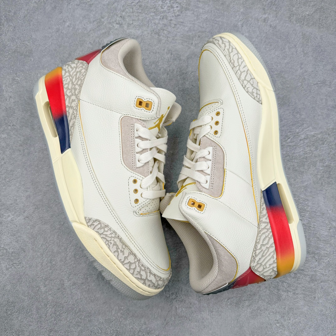 图片[3]-💰410 ＃Lw纯原 J Balvin x Air Jordan AJ3 联名白蓝红 彩虹渐变 FN0344-901 圈内最强三代系列 匠心打造 开发时长超过半年 目前可过各类鉴定或无法鉴定 裸鞋随便操作 全套原纸板楦头开发 原厂大底磨具加持立体防滑纹理 原装可视Air Sole气垫 原汁原味最完美的三代版型 唯一正确鞋头趴度弧度高度鞋身腰线 原厂TPU彩虹扎染后跟饰片 正确内里反口里网布 皮料菱角分明不变形无多余毛边 广东原厂zp同批次手工大底描漆拉丝 市场唯一原厂鞋扣模具 原厂织唛标 原厂飞人电绣工艺 尾指中部跳三针 独家绑鞋带手法 印刷中底布 四线拉帮 米色美纹纸贴合固定 进口港宝加持 后跟自然饱满 全鞋荧光划线卡点 追求极致完美 每一双都是工艺品 多重QC质检 超越公司货的品控标准 实实在在的免检产品 SIZE：36 36.5 37.5 38 38.5 39 40 40.5 41 42 42.5 43 44 44.5 45 45.5 46 47.5 48.5 编码：by4936080-运动鞋