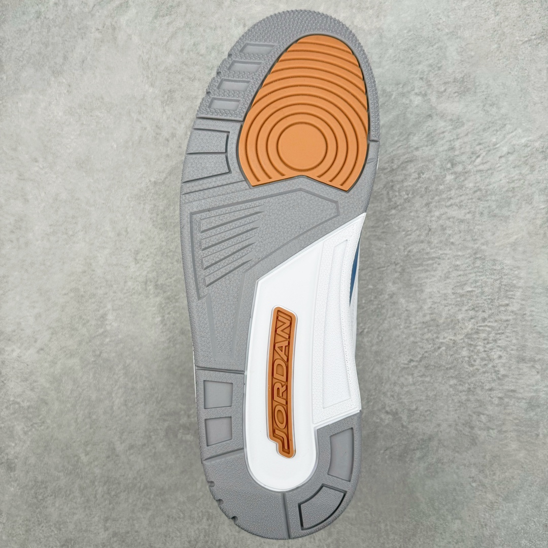 图片[9]-＃Lw纯原 Air Jordan AJ3 Retro 奇才白蓝 CT8532-148 圈内最强三代系列 匠心打造 开发时长超过半年 目前可过各类鉴定或无法鉴定 裸鞋随便操作 全套原纸板楦头开发 原厂大底磨具加持立体防滑纹理 原装可视Air Sole气垫 原汁原味最完美的三代版型 唯一正确鞋头趴度弧度高度鞋身腰线 原厂TPU彩虹扎染后跟饰片 正确内里反口里网布 皮料菱角分明不变形无多余毛边 广东原厂zp同批次手工大底描漆拉丝 市场唯一原厂鞋扣模具 原厂织唛标 原厂飞人电绣工艺 尾指中部跳三针 独家绑鞋带手法 印刷中底布 四线拉帮 米色美纹纸贴合固定 进口港宝加持 后跟自然饱满 全鞋荧光划线卡点 追求极致完美 每一双都是工艺品 多重QC质检 超越公司货的品控标准 实实在在的免检产品 尺码：36 36.5 37.5 38 38.5 39 40 40.5 41 42 42.5 43 44 44.5 45 45.5 46 47.5 48.5-选品中心
