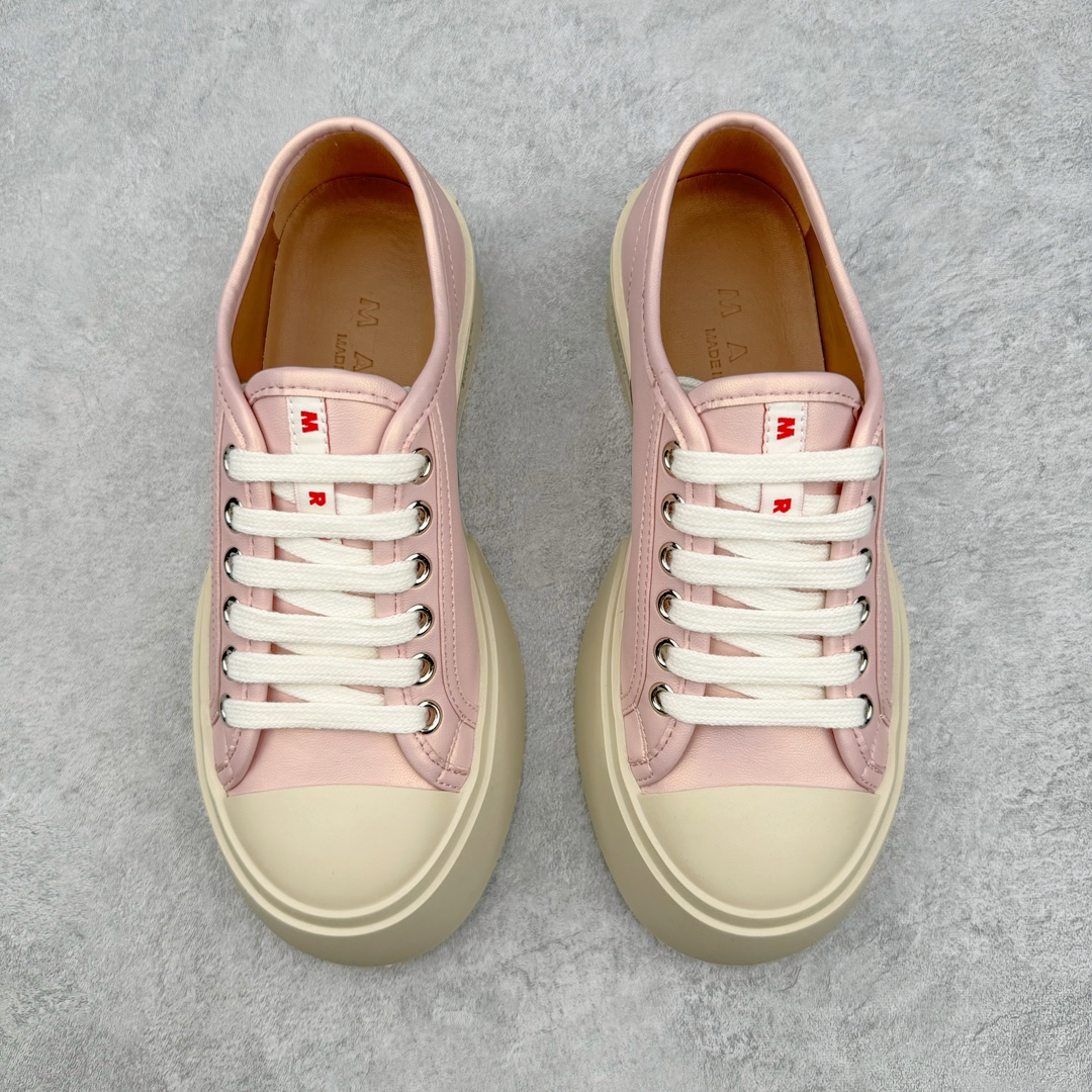 Sneaker in pelle Marchio italiano di lusso - Marni Pablo Mary Jane serie basso pan di spagna fondo spesso versatile Velcro_voghion.com